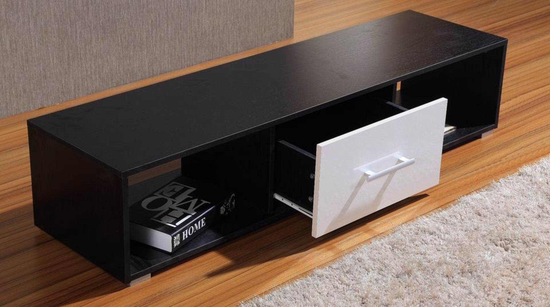 WHITE ON BLACK TV STAND BRAND NEW BOXED (TV11) - Image 2 of 2