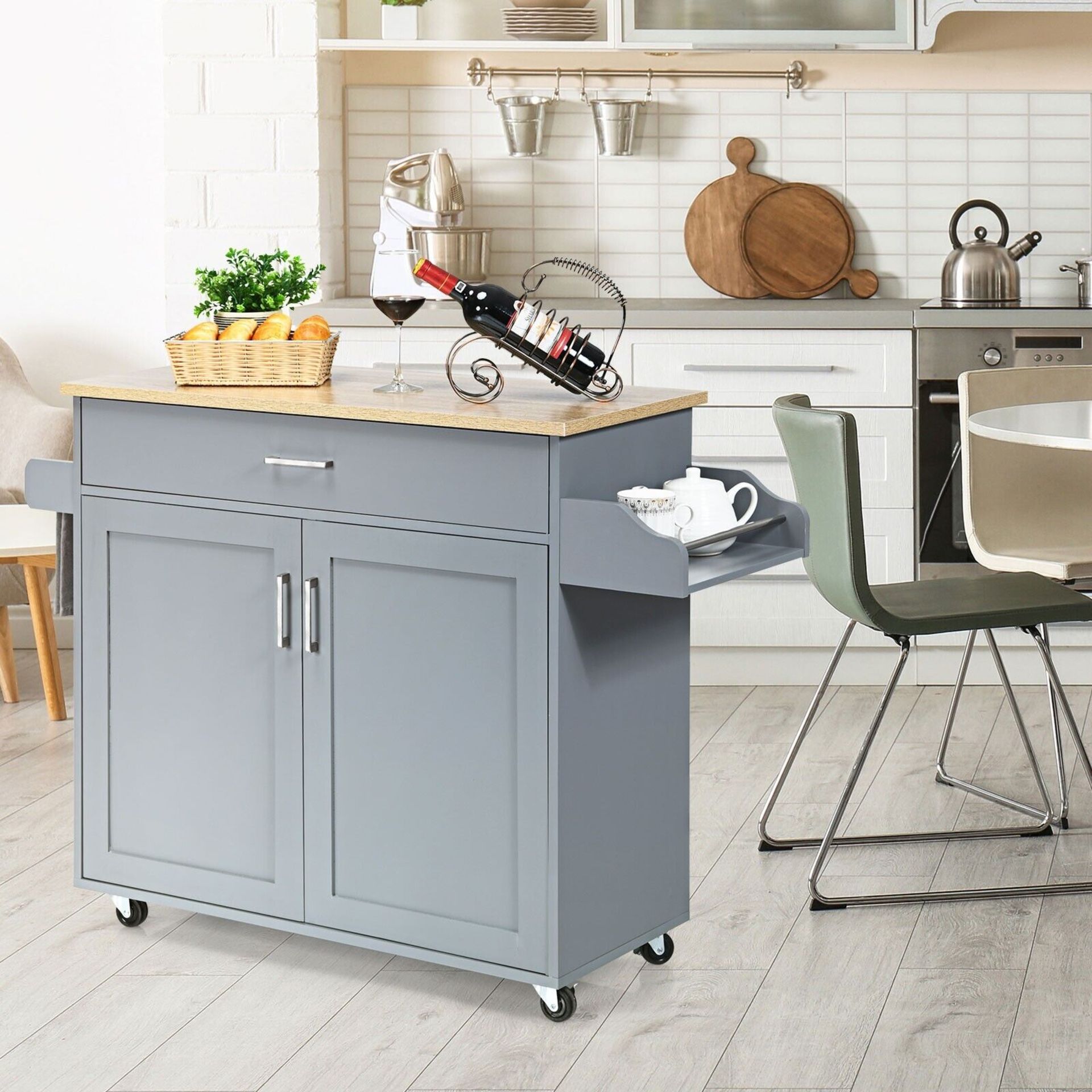 KITCHEN ISLAND STORAGE TROLLEY ON WHEELS - Image 8 of 14