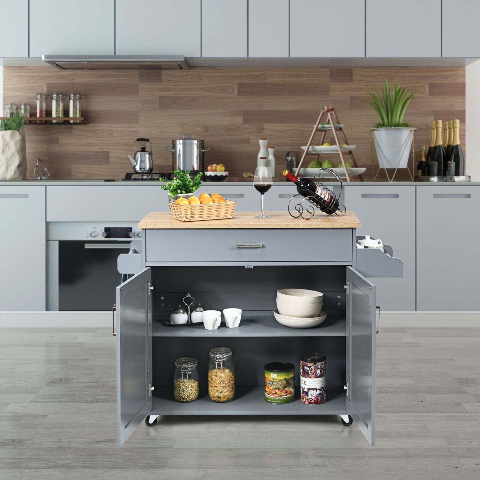 KITCHEN ISLAND STORAGE TROLLEY ON WHEELS - Image 10 of 14