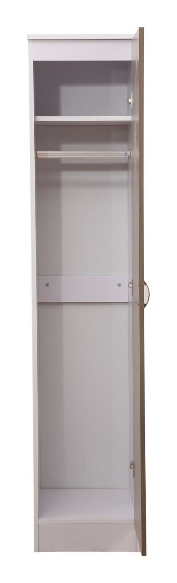 SINGLE DOOR WARDROBE WITH HIGH GLOSS MOCHA DOOR/MATT WHITE FRAME - Image 3 of 5