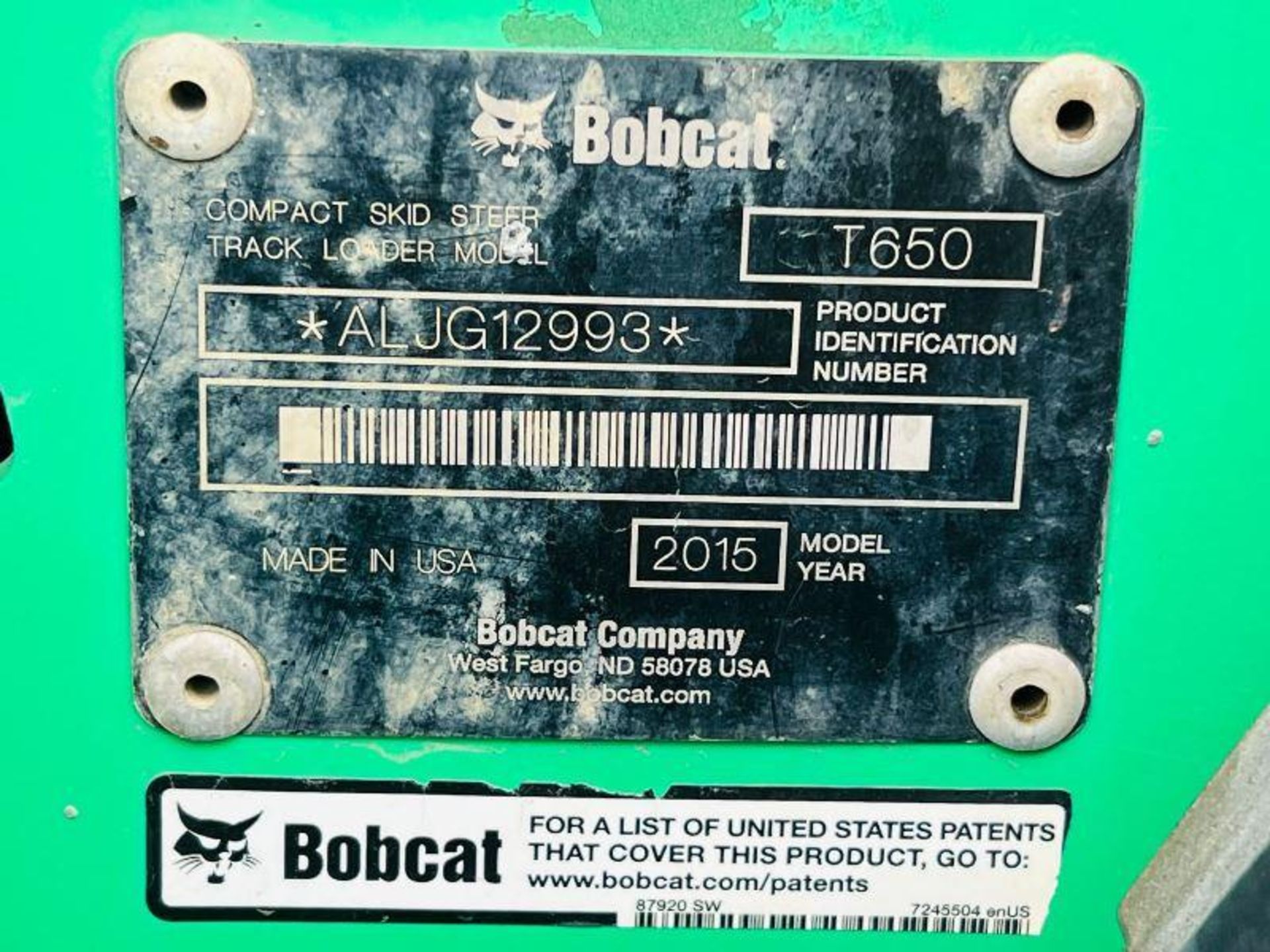 BOBCAT T650 TRACKED SKIDSTEER *YEAR 2015, 2068 HOURS* C/W 2 SPEED - Image 13 of 15