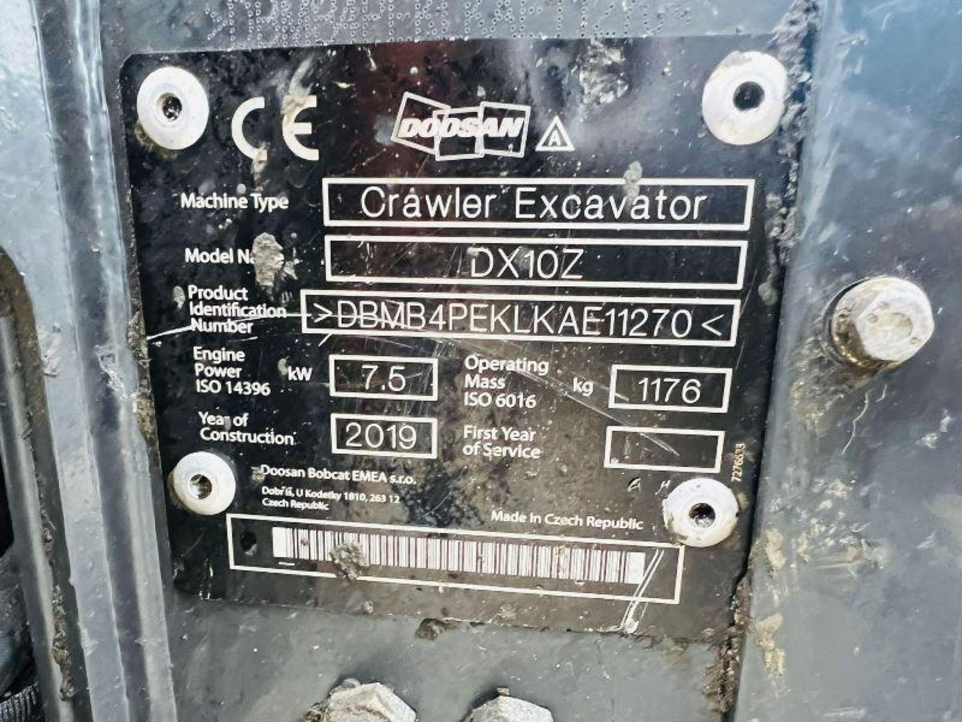 DOOSAN DX10Z EXCAVATOR *YEAR 2019 ,507 HOURS* C/W EXPANDING TRACKS - Image 4 of 9
