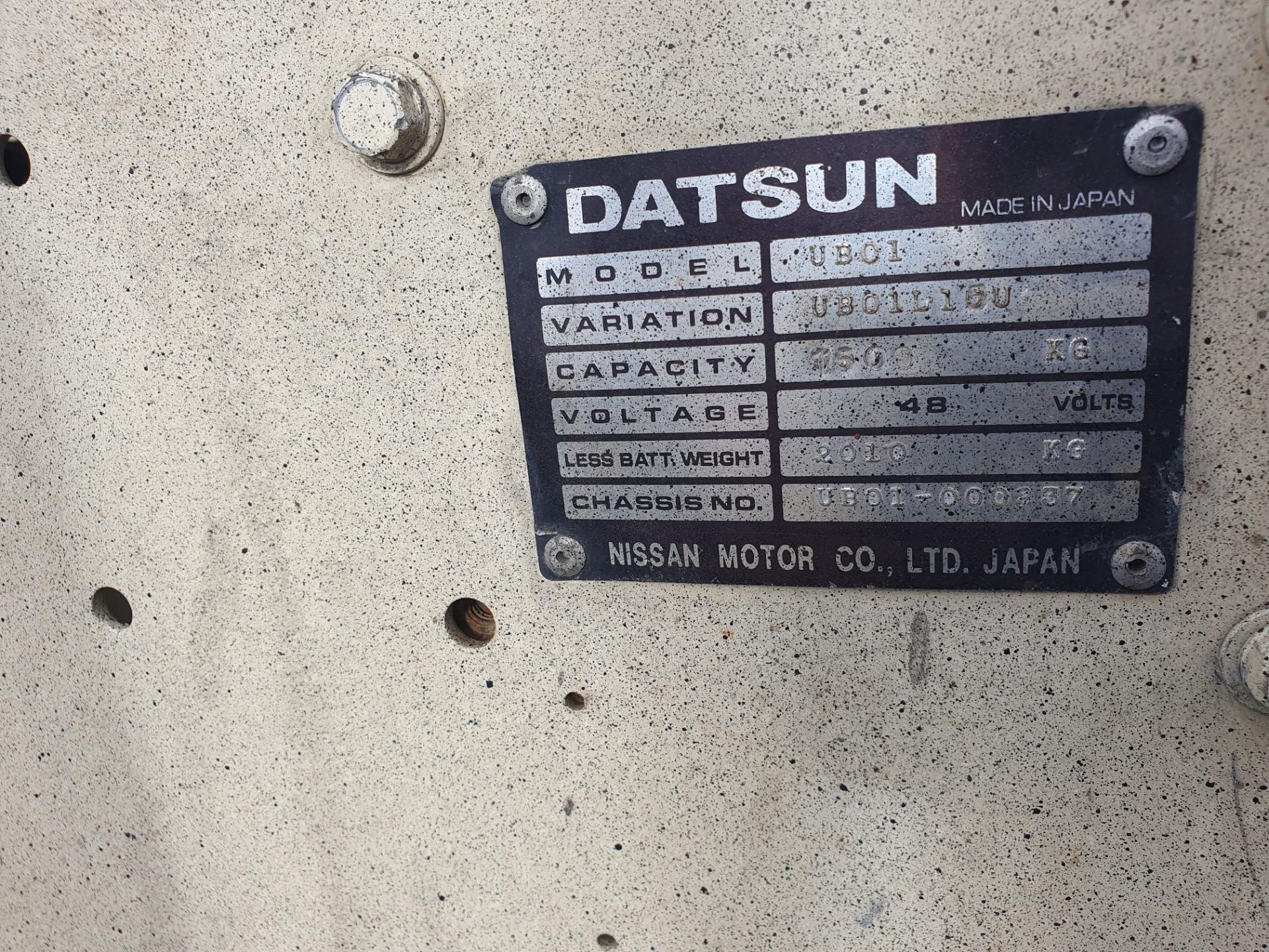 NISSAN/DATSUN ELECTRIC FORKLIFT. 1500KG. - Image 7 of 7