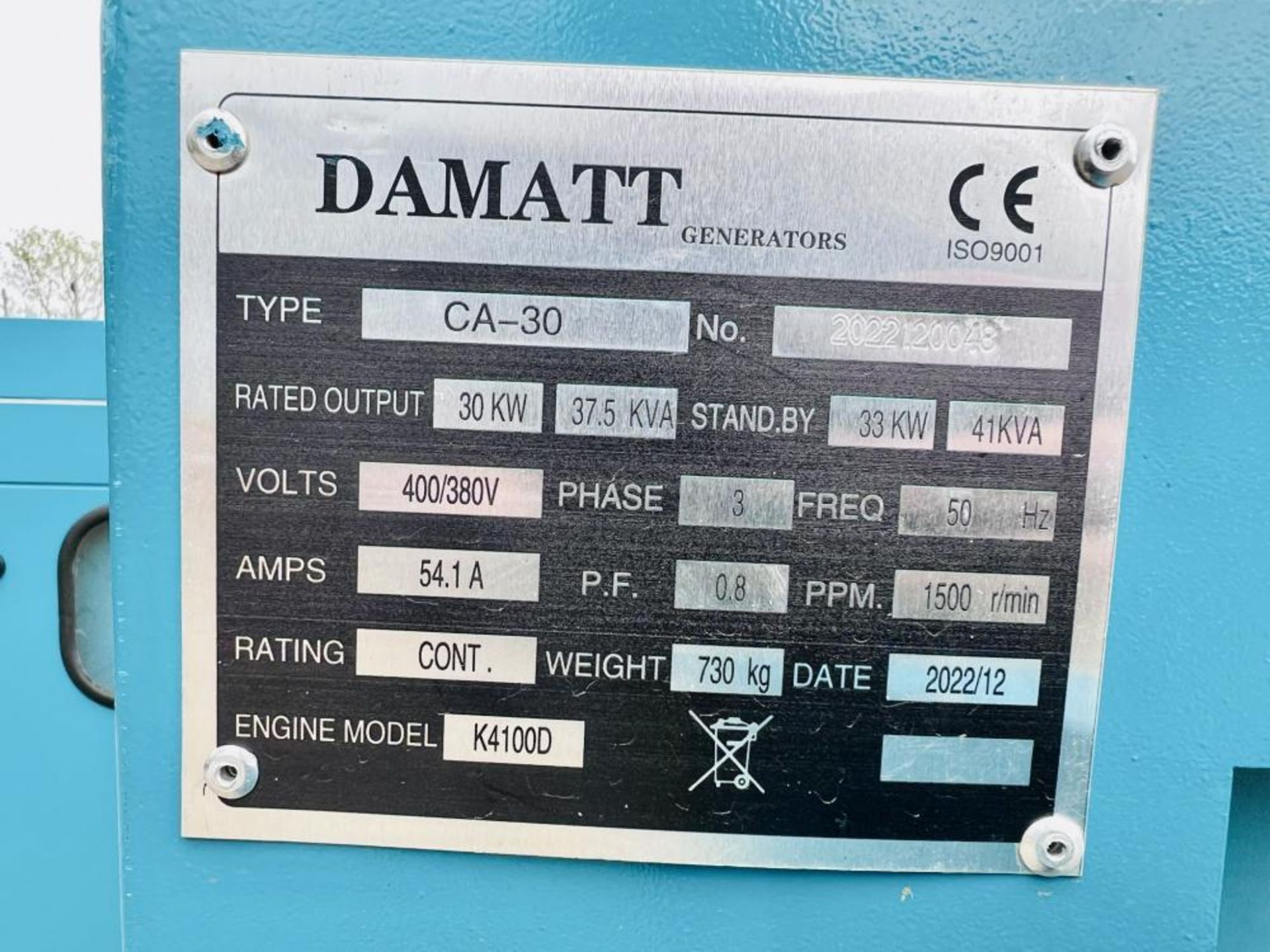 BRAND NEW DEMATT CA-30 41KVA SILENT RUN GENERATOR *YEAR 2023 - Image 8 of 15