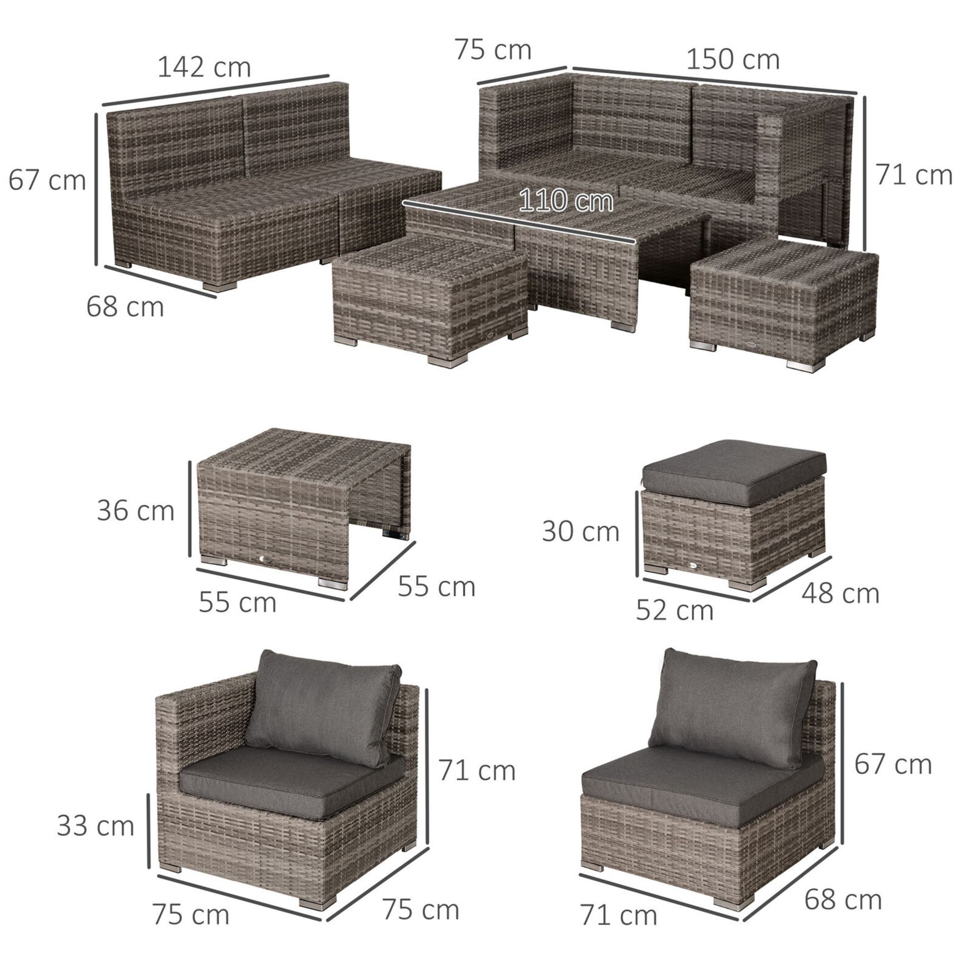 LUXURY 8PC RATTAN WICKER PATIO FURNITURE SET - Image 7 of 7