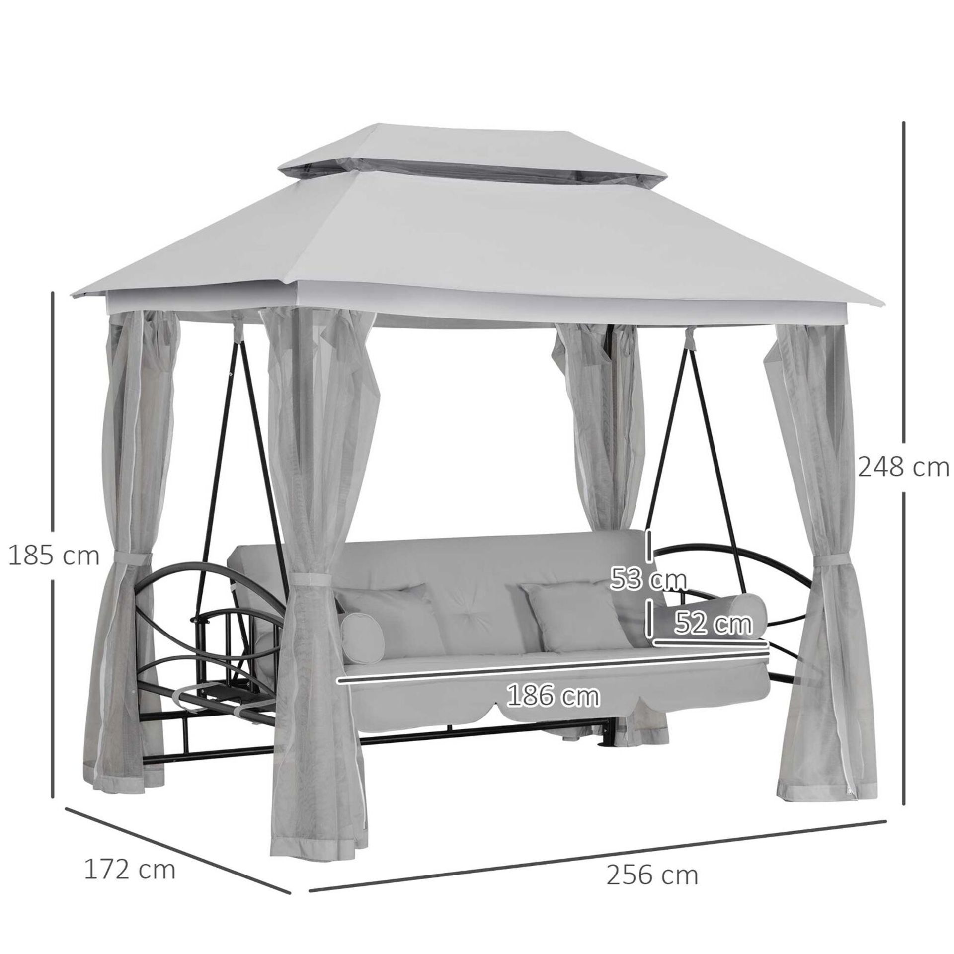 LUXURY HAMMOCK SWING CHAIR GAZEBO MARQUEE INCLUDES CUSHIONS - 3 IN 1 - Image 7 of 7