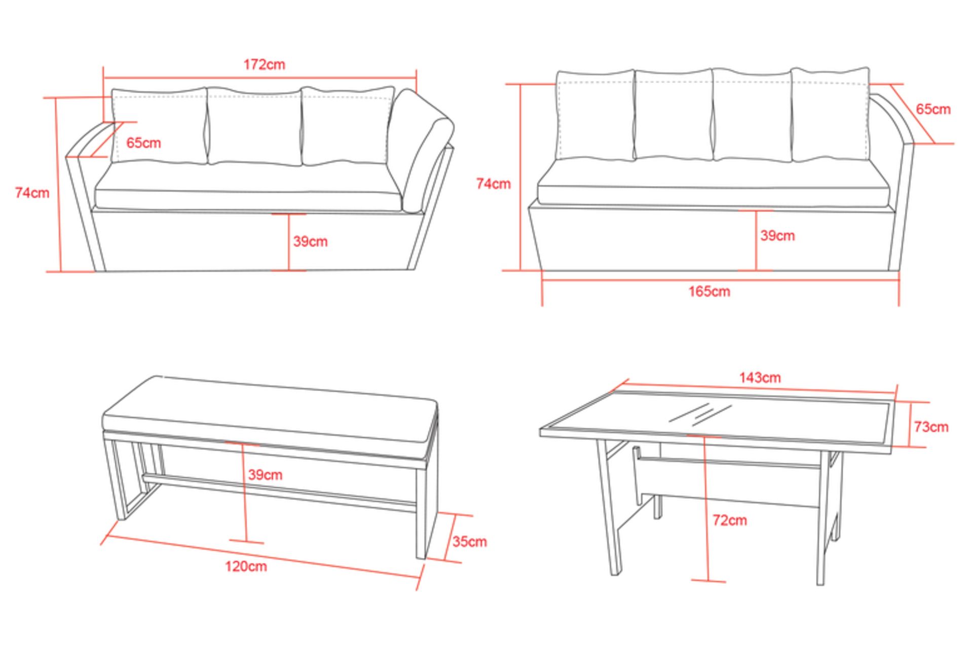 NEW 10-SEATER RATTAN DINING SOFA GARDEN FURNITURE SET - GREY - Image 4 of 5