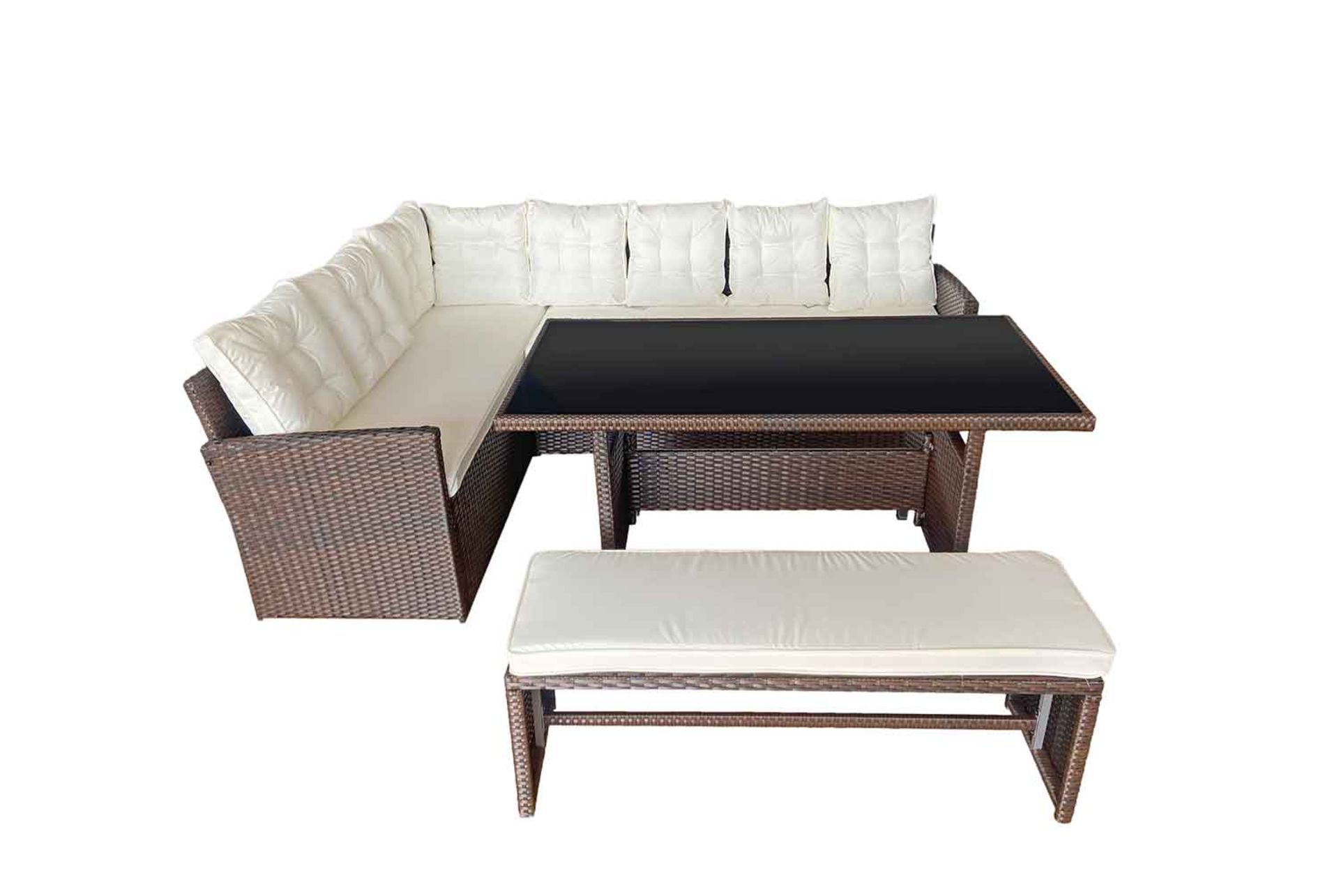 NEW 10-SEATER RATTAN DINING SOFA GARDEN FURNITURE SET – BROWN