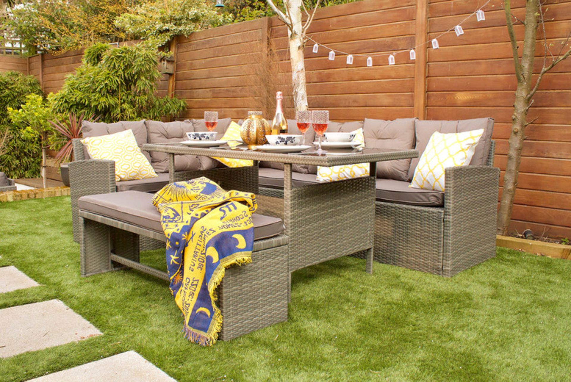 NEW 10-SEATER RATTAN DINING SOFA GARDEN FURNITURE SET - GREY