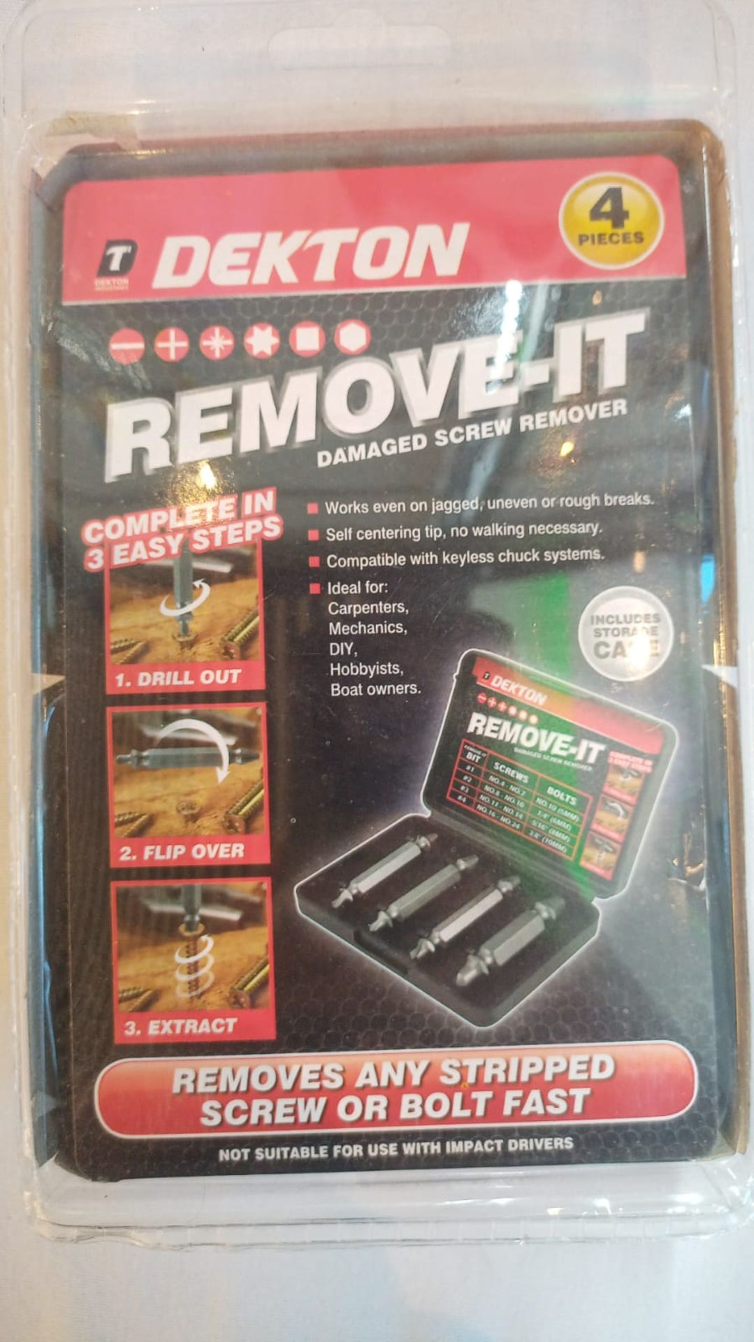 100 X BRAND NEW AND SEALED DEKTON REMOVE-IT DAMAGED SCREW REMOVER - RRP £7 EACH - Image 2 of 3