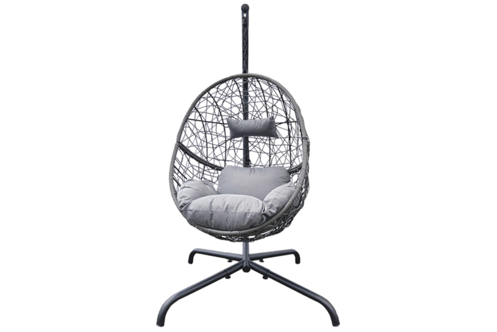 10 X NEW RATTAN HANGING EGG CHAIR WITH A CUSHION AND PILLOW - Image 2 of 5