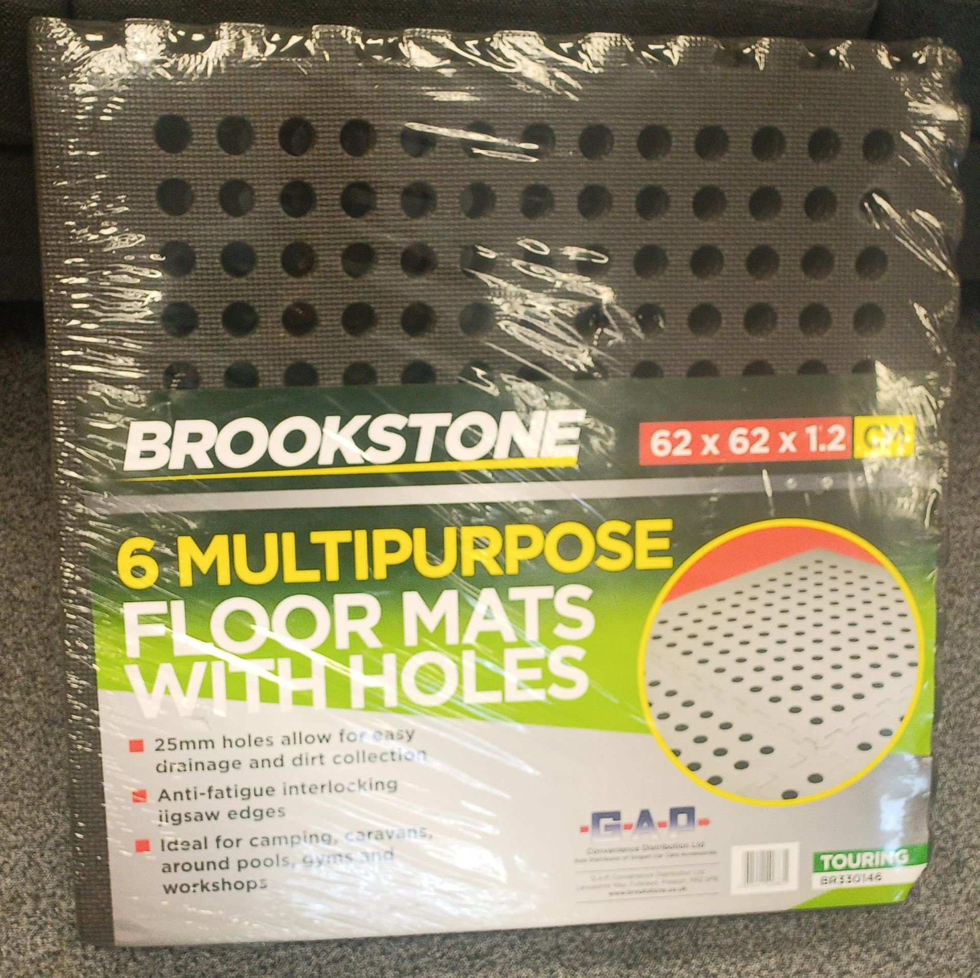 288 X BROOKSTONE NEW INTERCONNECTING GYM / GARAGE FLOOR MATS (48 PACKS OF 6) - 62 X 62 X 1.2CM