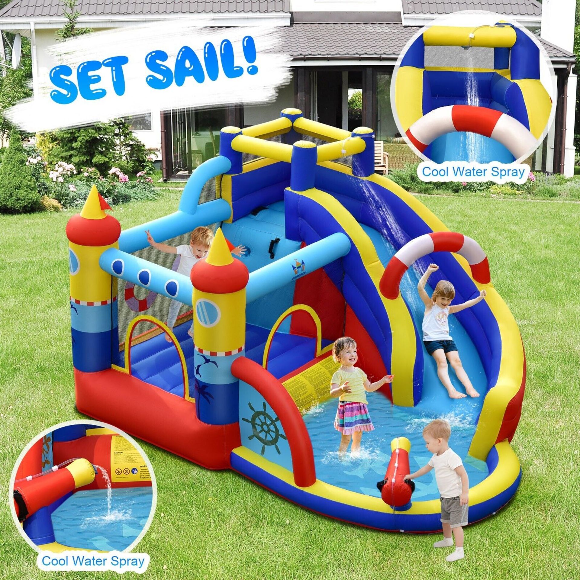 NEW INFLATABLE BOUNCY CASTLE WATER PARK BOUNCE HOUSE WATER SLIDES WITH 480W BLOWER - Image 6 of 7