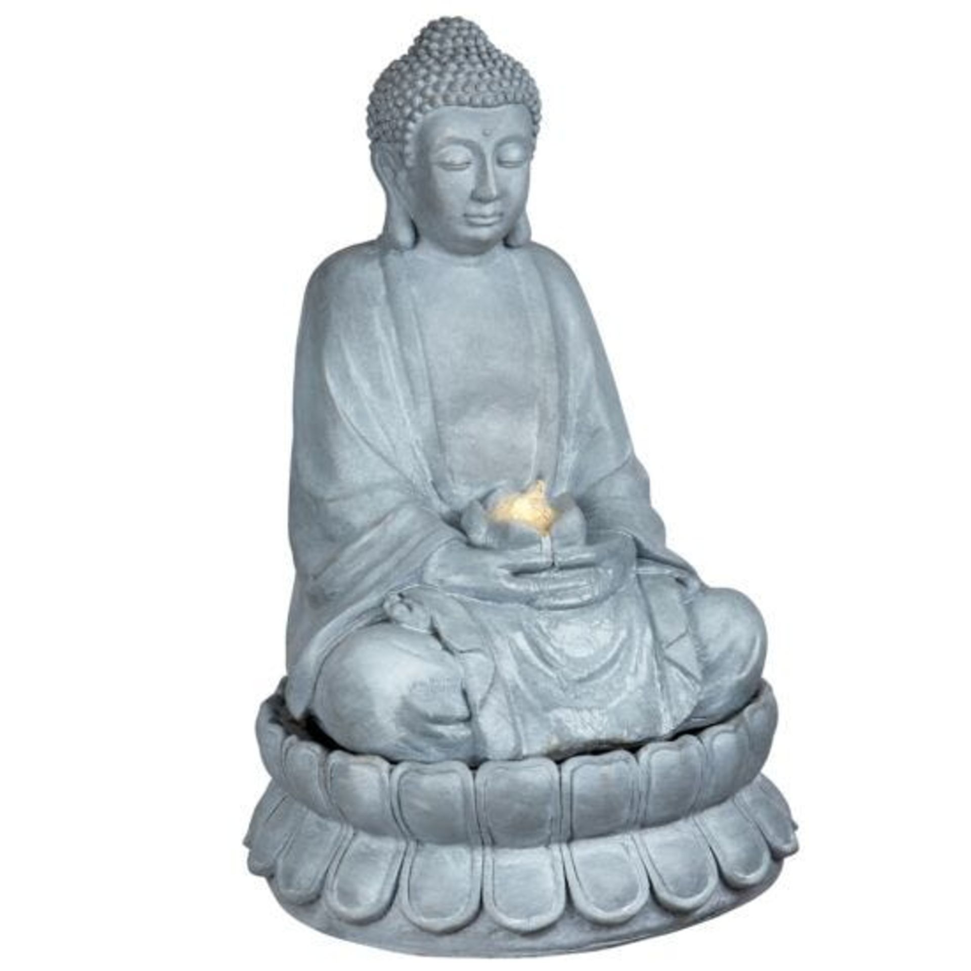 BRAND NEW THE OUTDOOR LIVING COMPANY 86CM BUDDHA WATER FEATURE WITH WARM WHITE LED LIGHT