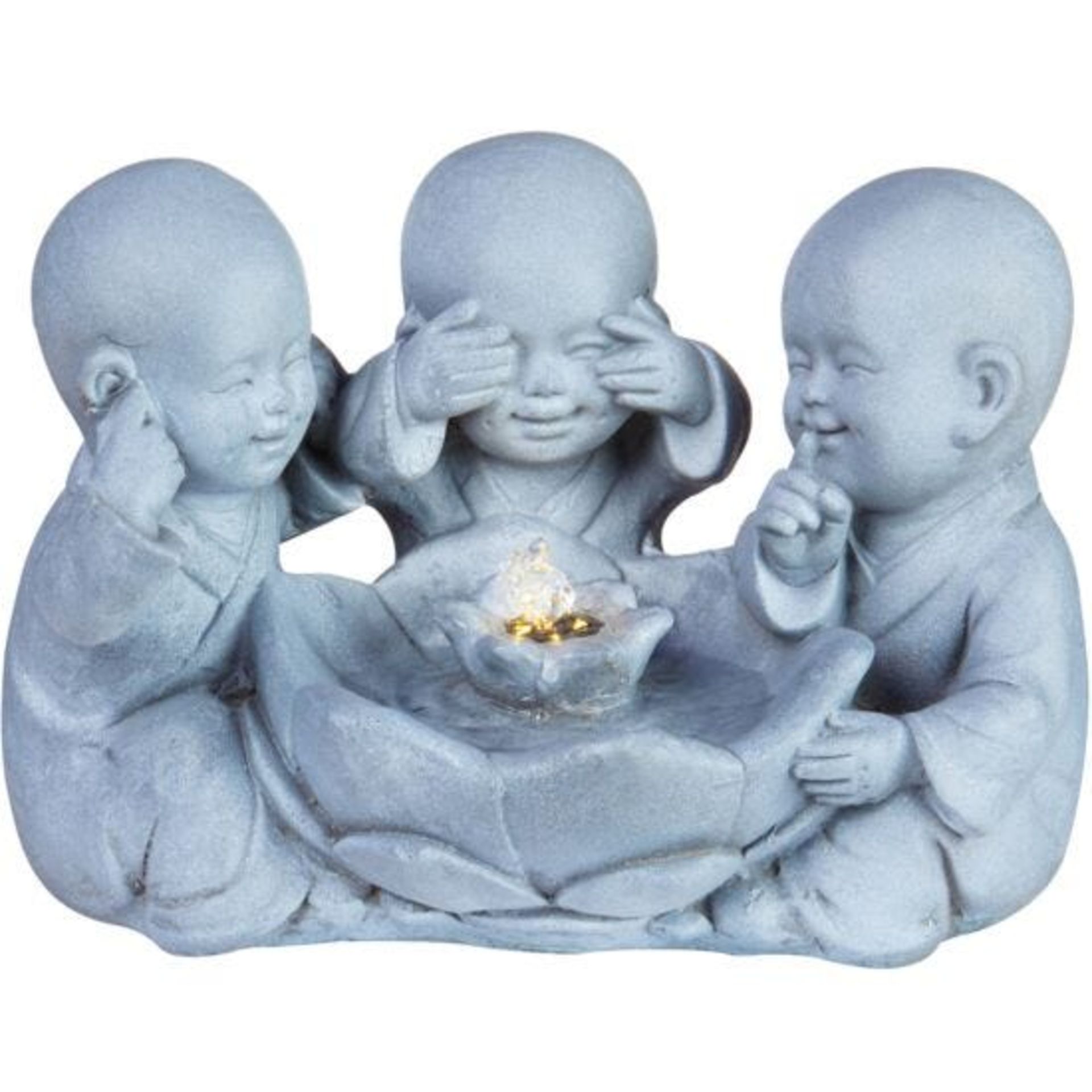 BRAND NEW! 3 MONKS WATER FEATURE 42X25X28CM - SPEAK, SEE AND HEAR NO EVIL