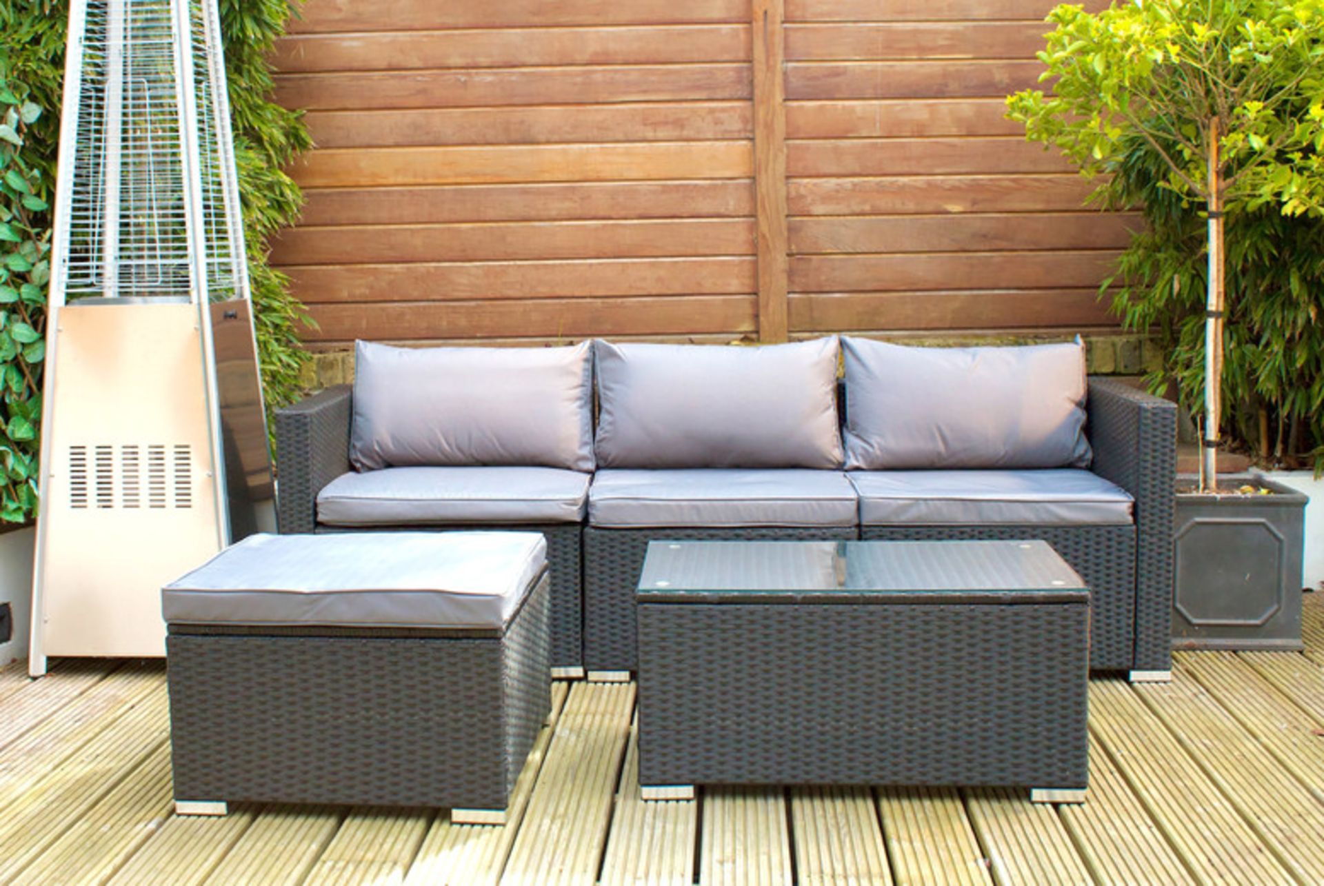 1 X NEW MODULAR 4-SEATER RATTAN GARDEN SOFA SET - BLACK - Image 3 of 4