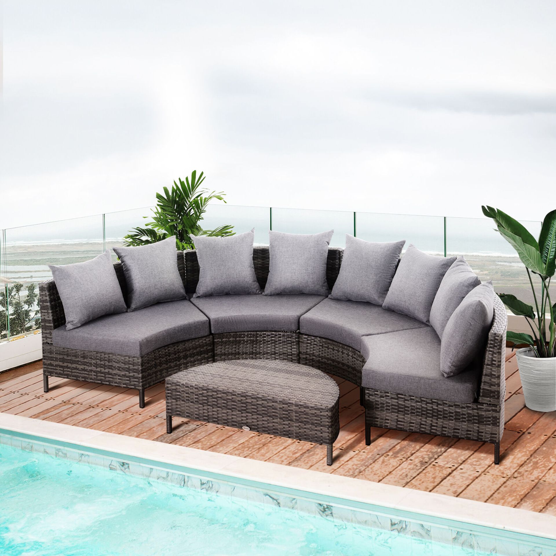 EXTRA LARGE LUXURY GARDEN RATTAN WICKER SOFA OUTDOOR PATIO FURNITURE SET - Image 2 of 10