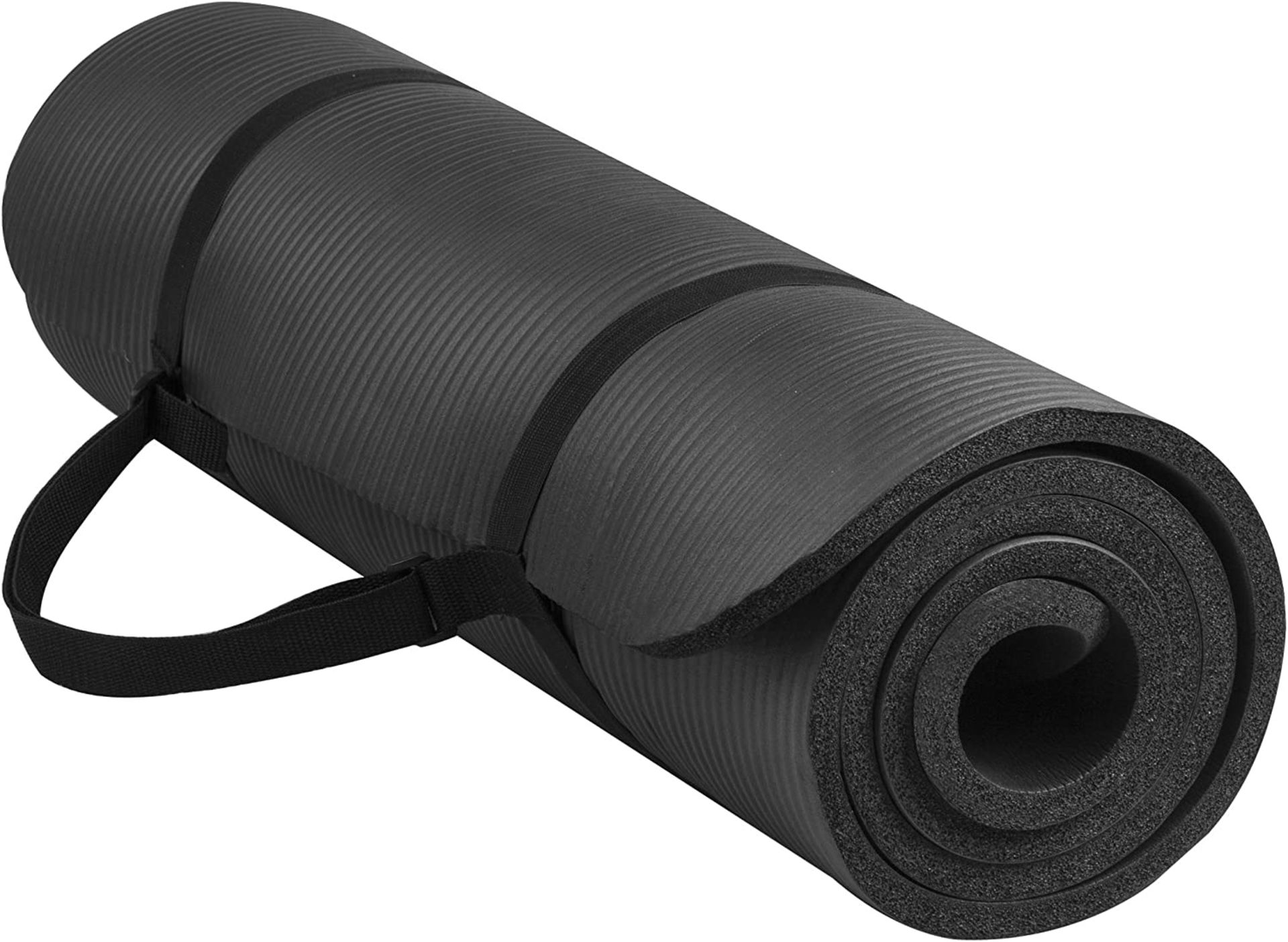 PALLET CONTAINING 36 X NEW LARGE BLACK YOGA MAT WITH HOLDING STRAP RRP £950