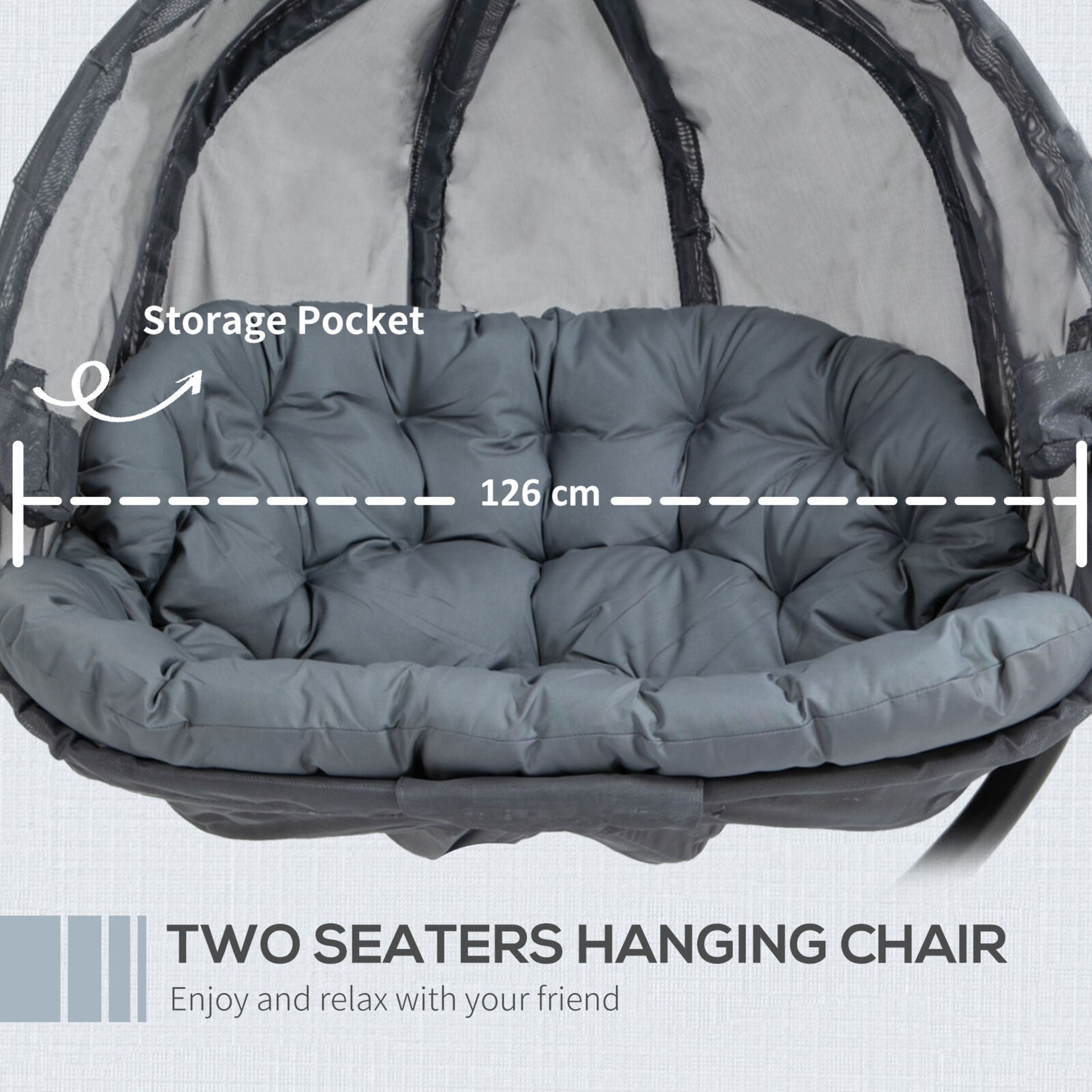 LUXURY 2 SEATERS SWING HAMMOCK CHAIR WITH CUSHIONS - Image 4 of 10