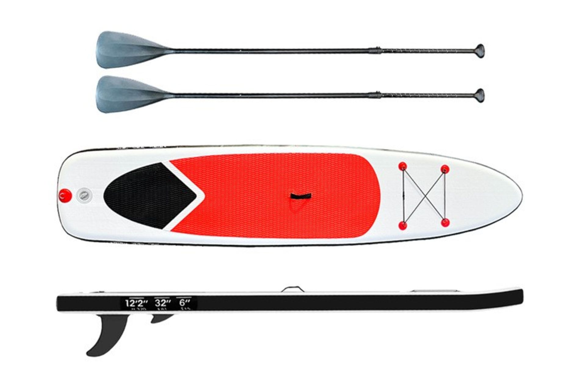 LARGE 2-PERSON INFLATABLE PADDLE BOARD W/ ACCESSORIES - RED