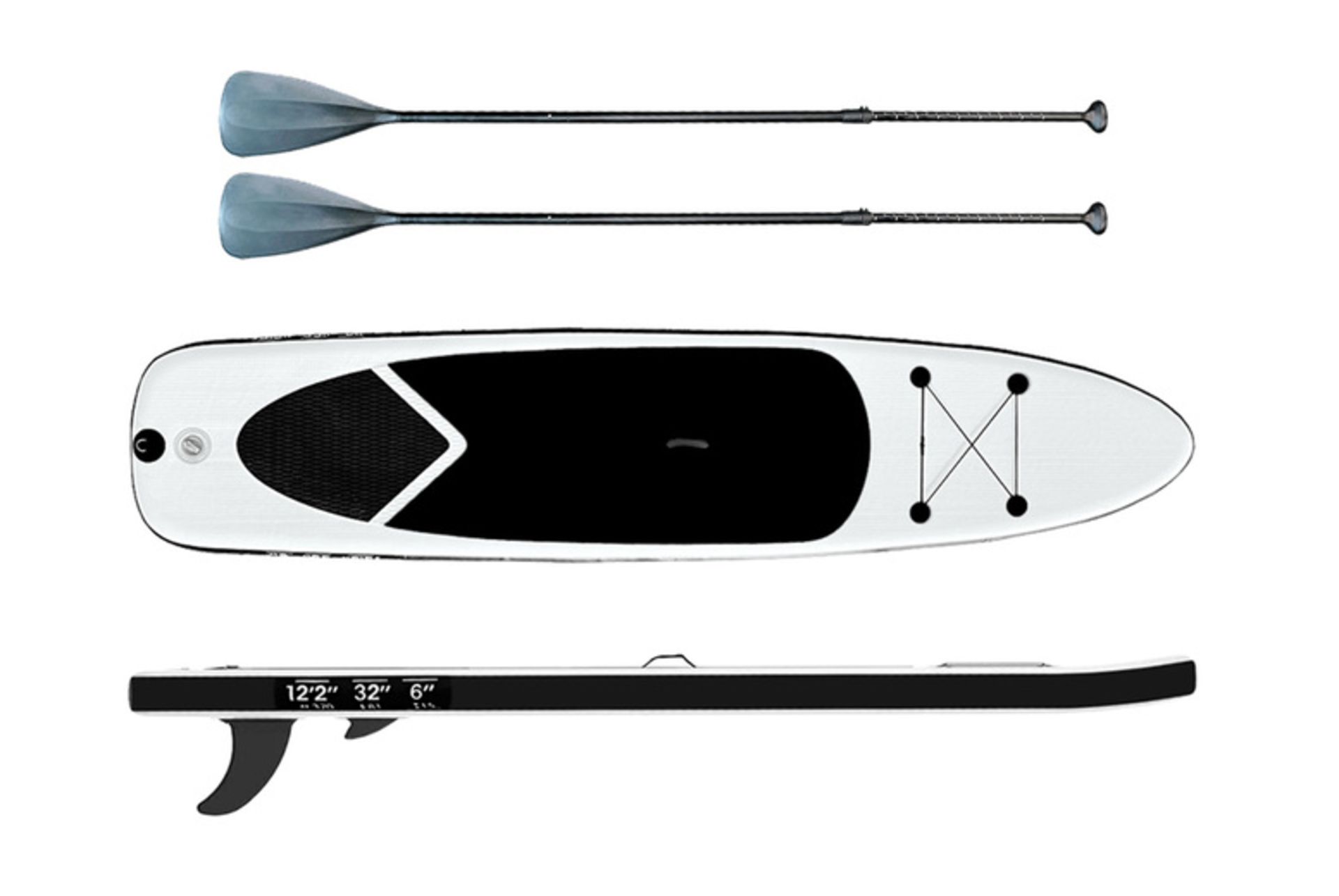 LARGE 2-PERSON INFLATABLE PADDLE BOARD W/ ACCESSORIES - BLACK
