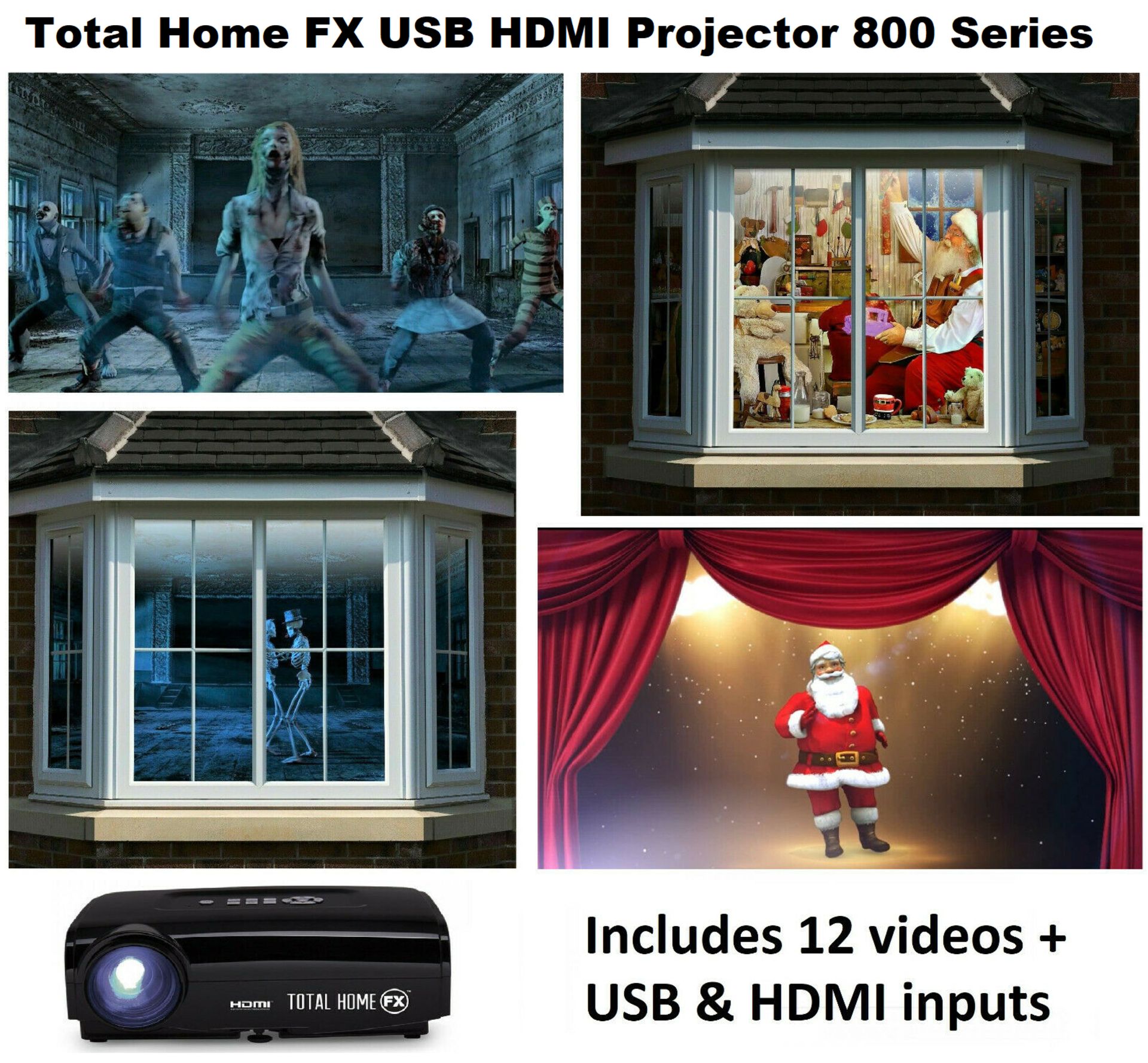 TOTAL HOME FX USB HDMI PROJECTOR 800 SERIES HALLOWEEN CHRISTMAS WINDOW DISPLAY