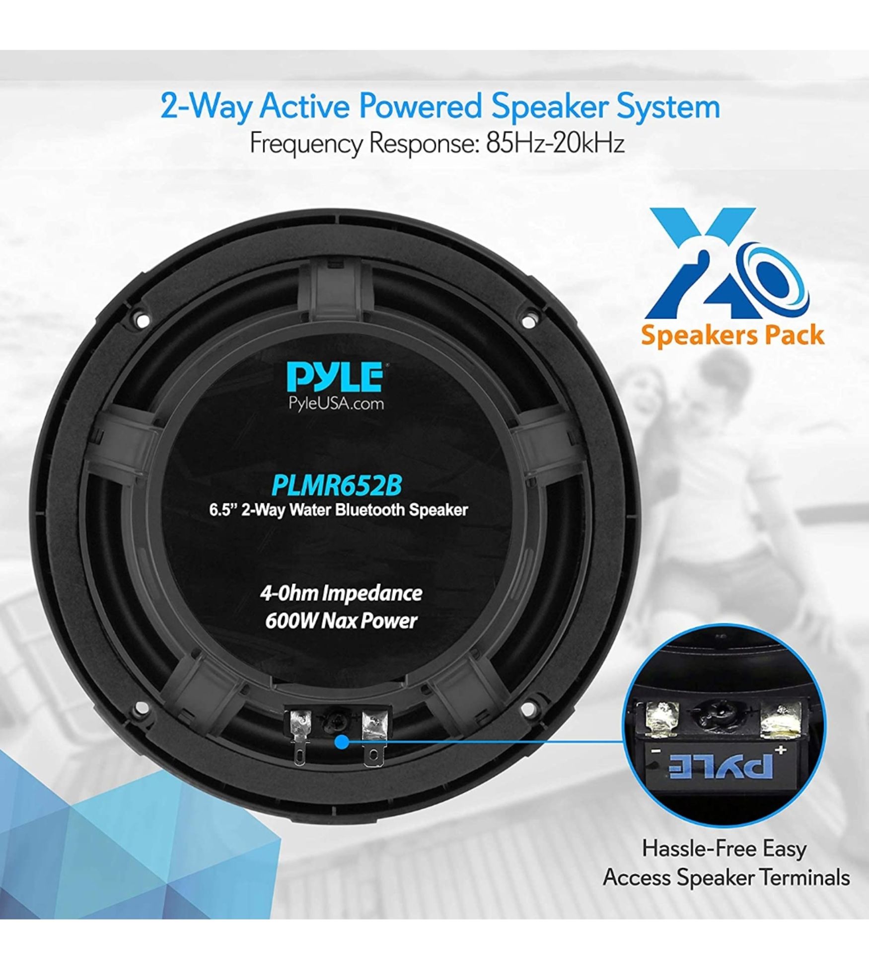 JOBLOT OF 20 X PAIR OF 2 PYLE 6.5 INCH BLUETOOTH MARINE SPEAKERS - 2-WAY IP-X4 WATERPROOF - Image 2 of 5