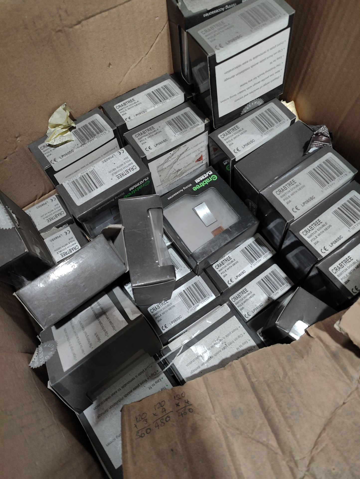 PALLET CONTAINING APPROX 1400 X NEW BRUSHED METAL LIGHT SWITCHES WITH LIGHT - Image 2 of 3