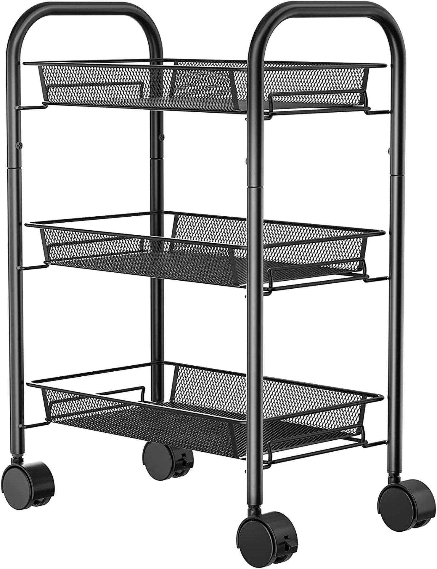 PALLET CONTAINING 54 X 3-TIER ROLLING BASKET STAND-BLACK - RRP £2160