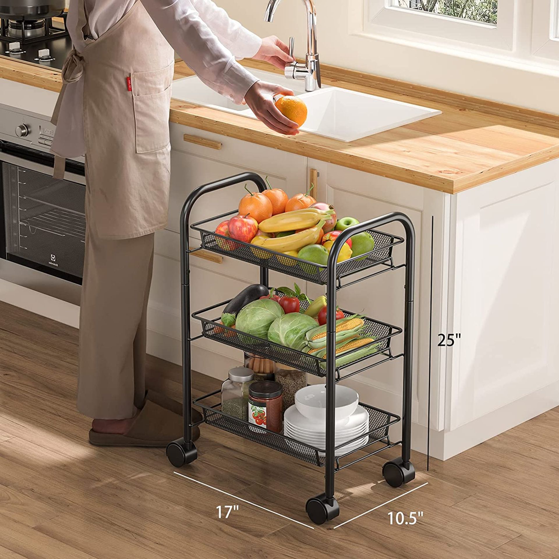 PALLET CONTAINING 54 X 3-TIER ROLLING BASKET STAND-BLACK - RRP £2160 - Image 2 of 6