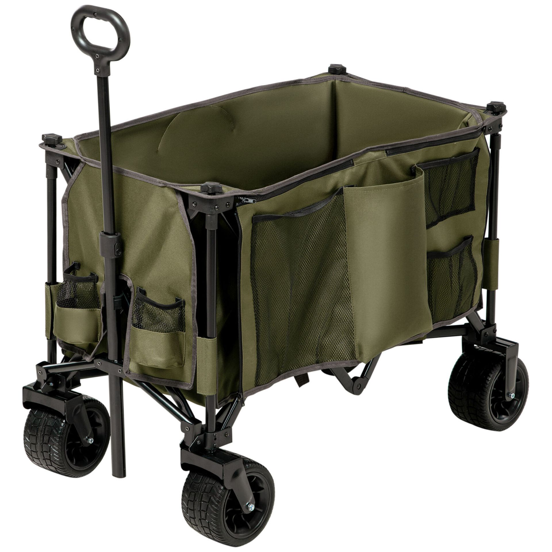 **NEW**FOLDING WAGON GARTEN CART COLLAPSIBLE CAMPING TROLLEY ON WHEELS, GREEN>>DELIVERY AVAILABLE<< - Image 2 of 2