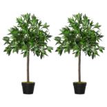 **NEW**SET OF 2 90CM/3FT ARTIFICIAL BAY LAUREL TOPIARY TREES W/POT FAKE PLANT >>DELIVERY AVAILABLE<<