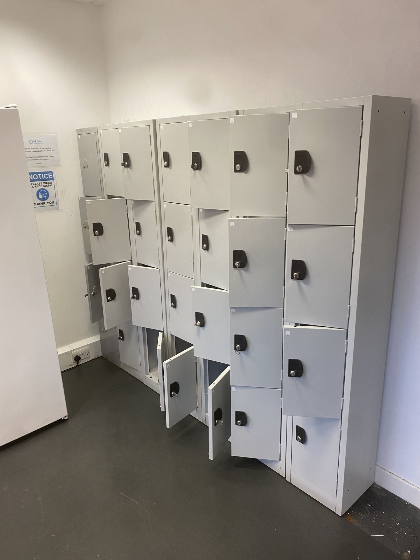SET OF 7 STACKS OF 4 LOCKERS STAFF CANTEEN GYM