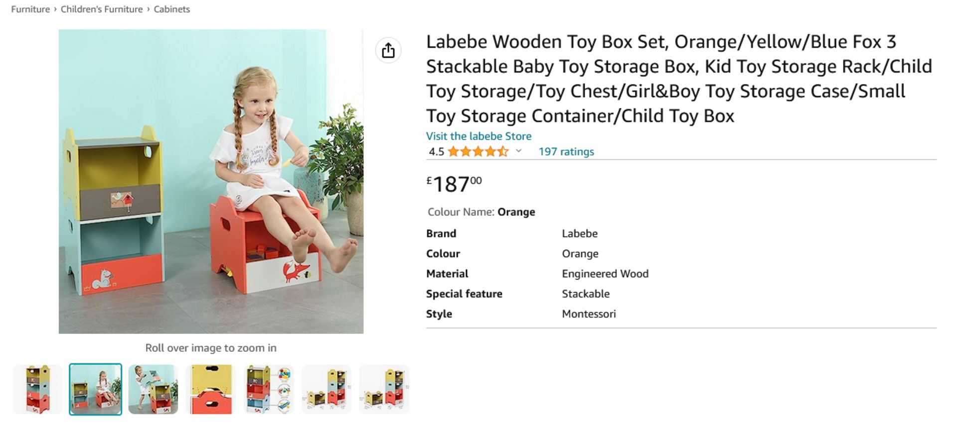 NEW LABEBE WOODEN TOY BOX SET - 3 STACKABLE BABY TOY STORAGE BOXES RRP £187 - Image 8 of 8