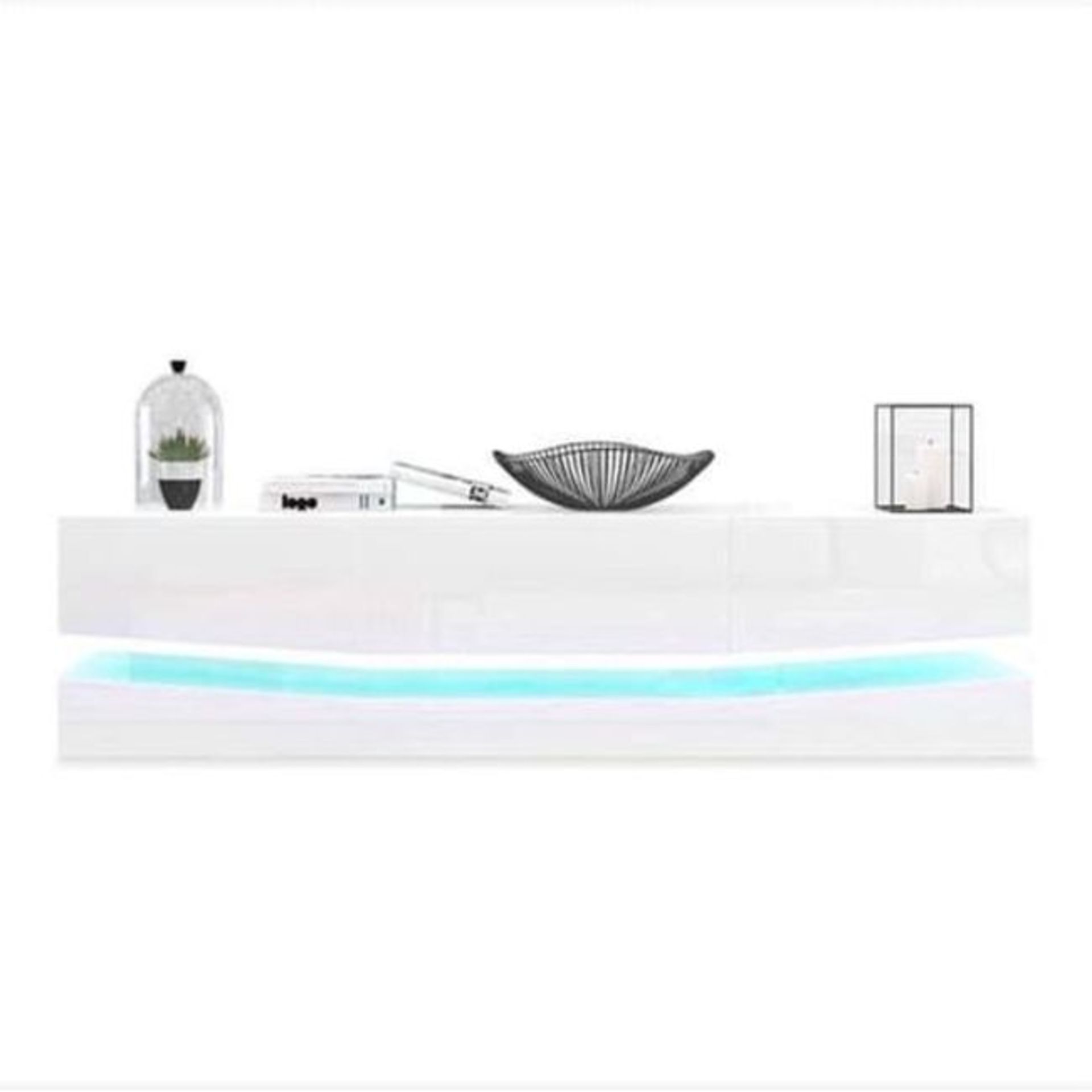 WHITE LED FLOATING TV STAND WITH HIGH GLOSS DRAWER FRONTS