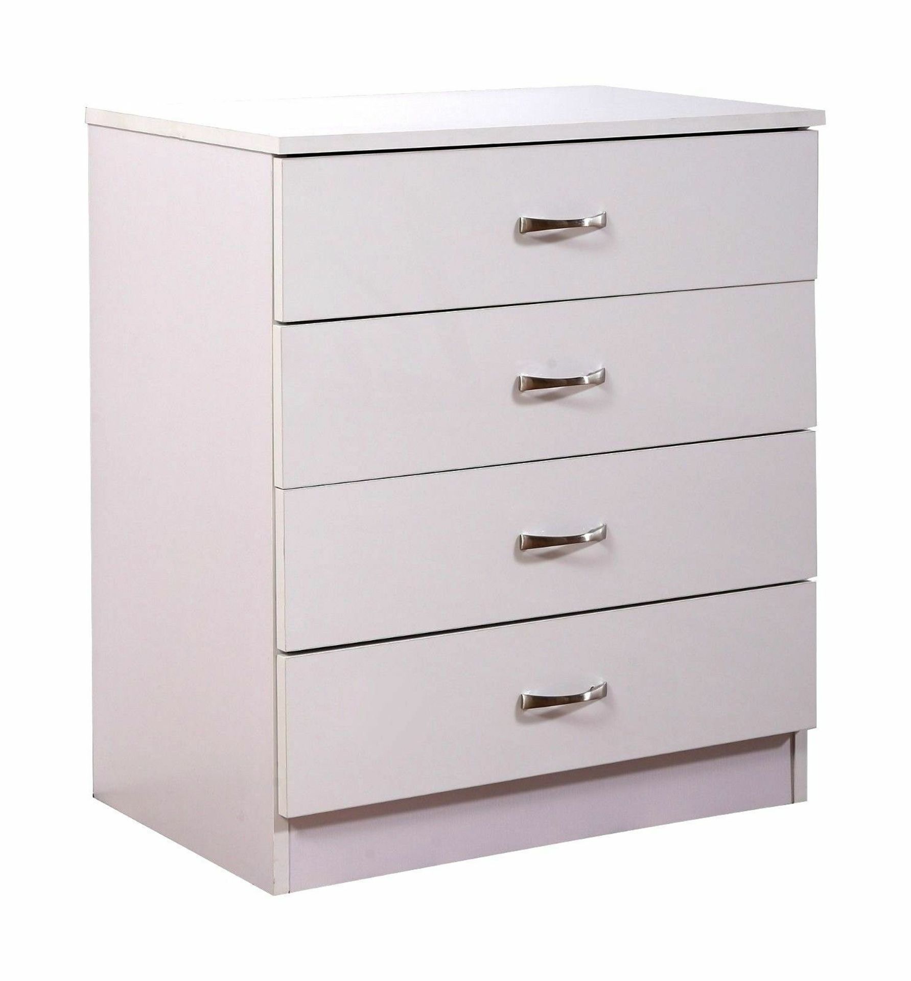 WHITE 4 DRAWER CHEST WITH HIGH GLOSS FRONTS