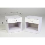 PAIR OF WHITE SINGLE DRAWER BEDSIDES WITH HIGH GLOSS DRAWER FRONTS