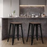 **NEW**SLEEK AND STURDY: IRON FRAME BAR STOOLS WITH ELM SEATS>>DELIVERY AVAILABLE<<