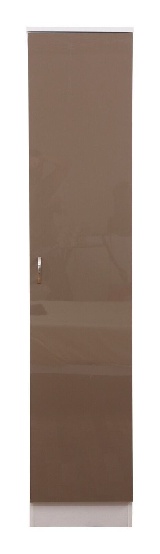 SINGLE DOOR WARDROBE WITH HIGH GLOSS MOCHA DOOR/MATT WHITE FRAME - Image 2 of 5