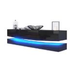 BLACK LED FLOATING TV STAND WITH HIGH GLOSS FRONTS