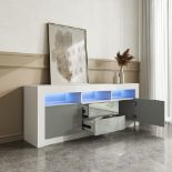 FITYOU® WHITE/GREY HIGH GLOSS LED TV STAND UP TO 65"