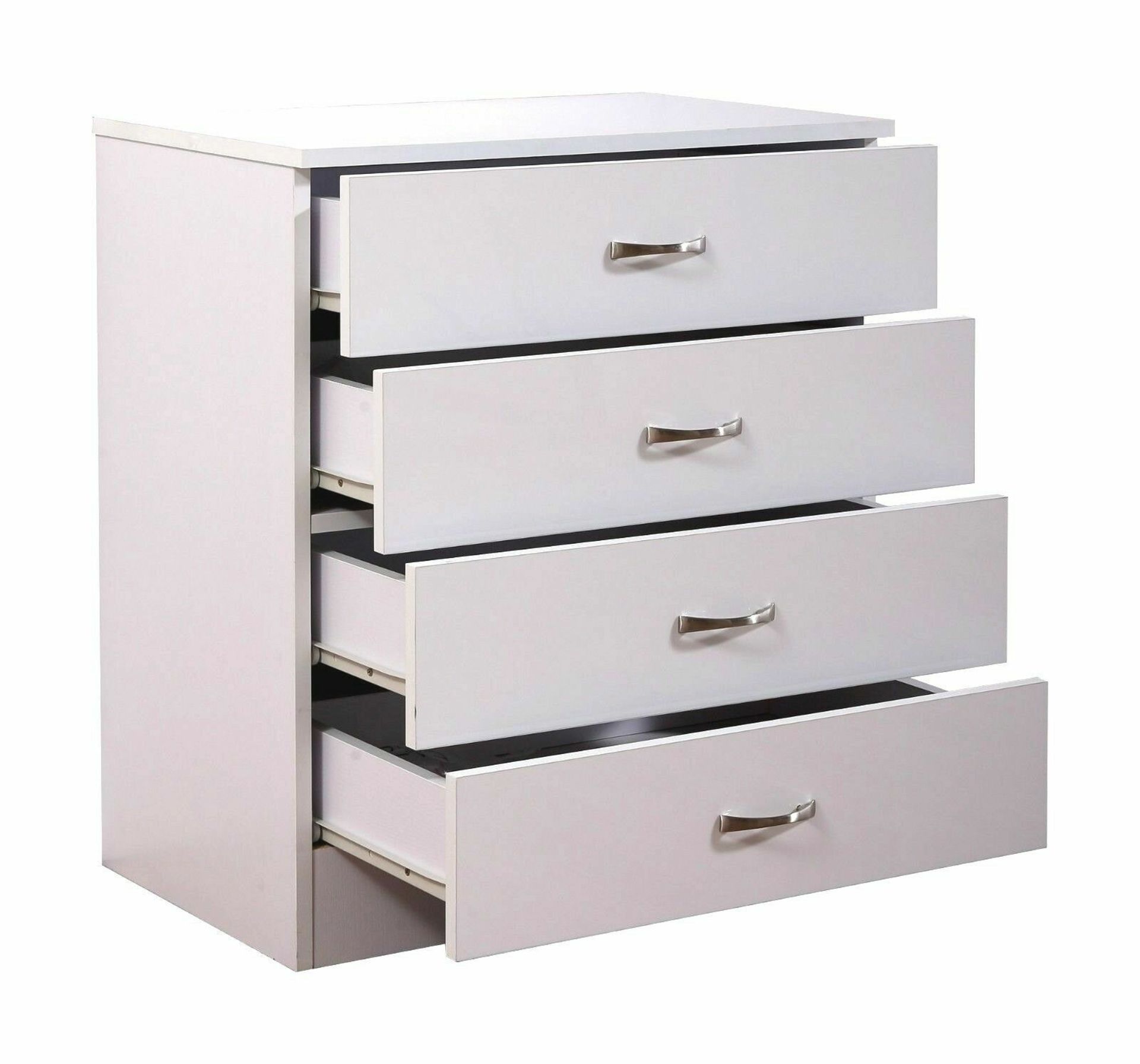 WHITE 4 DRAWER CHEST WITH HIGH GLOSS FRONTS - Image 2 of 4