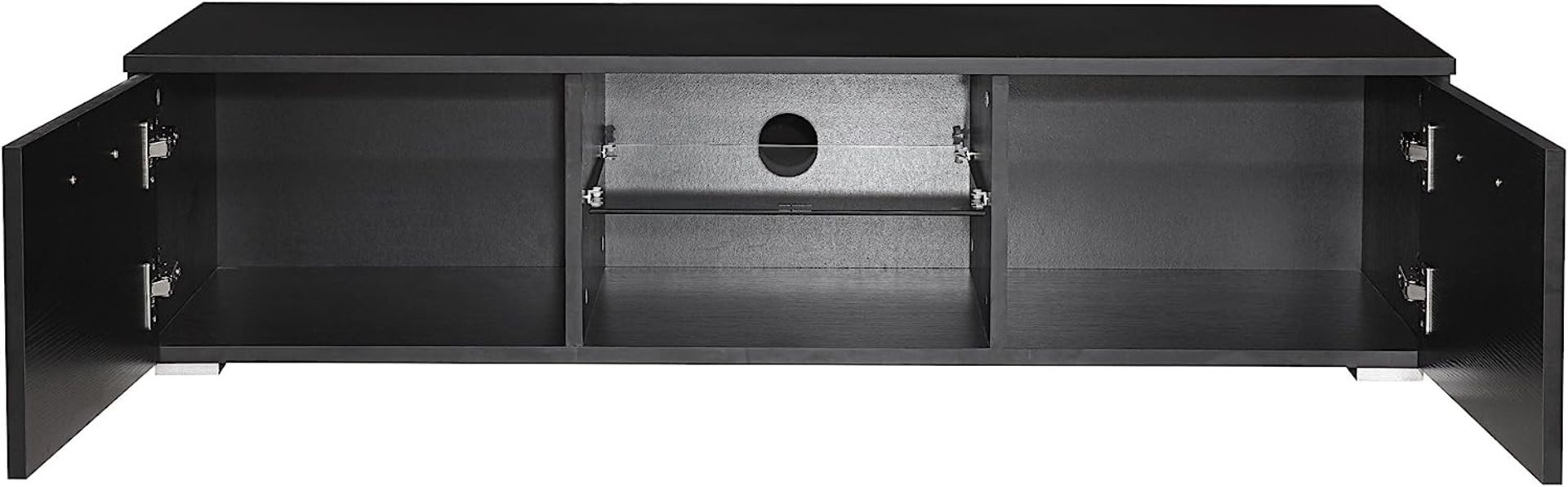 HARMIN MODERN 120CM TV STAND CABINET UNIT WITH HIGH GLOSS DOORS (BLACK ON BLACK) - Image 5 of 9