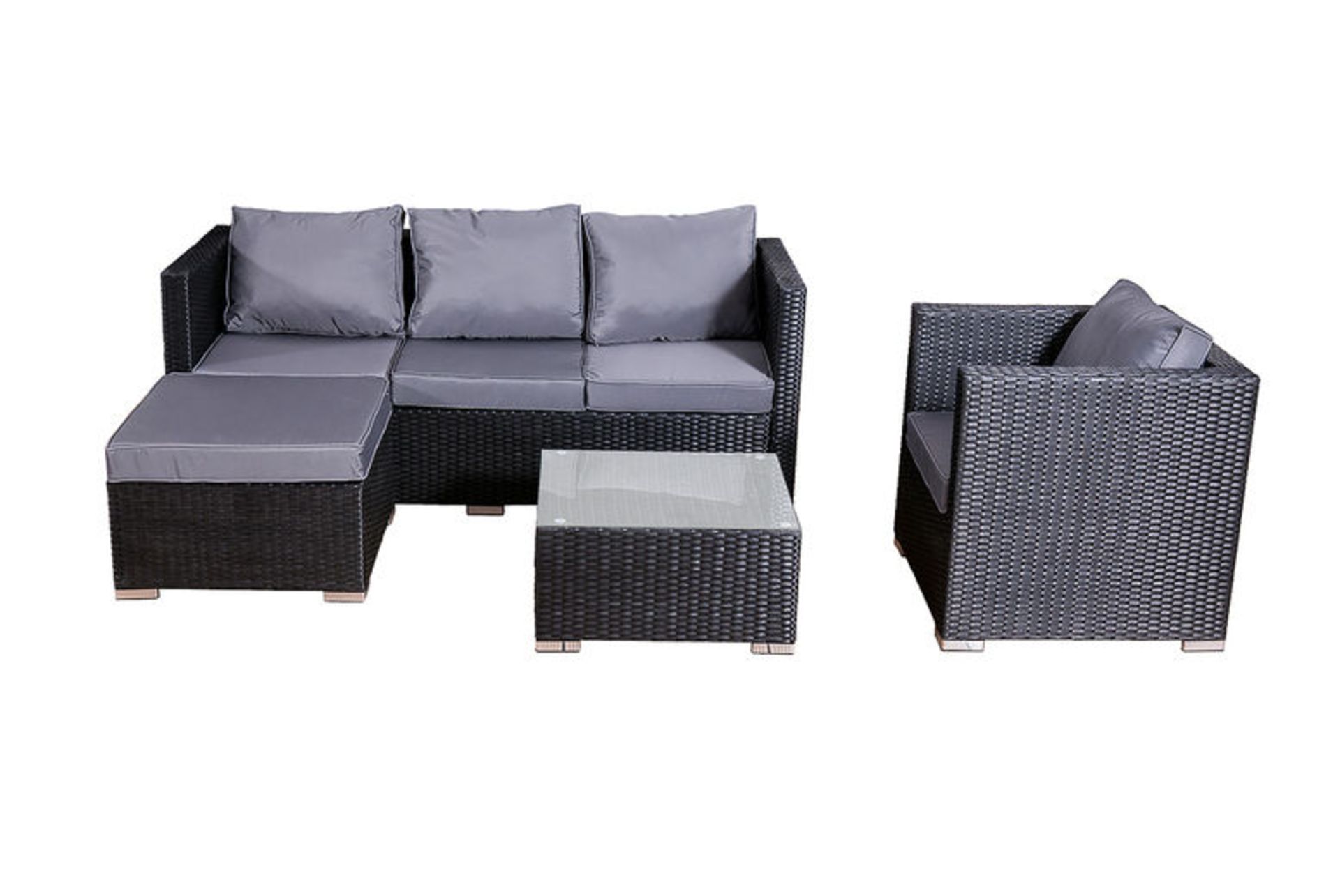 PALLET CONTAINING 2 X BRAND NEW 5 SEATER RATTAN GARDEN SETS (BLACK)