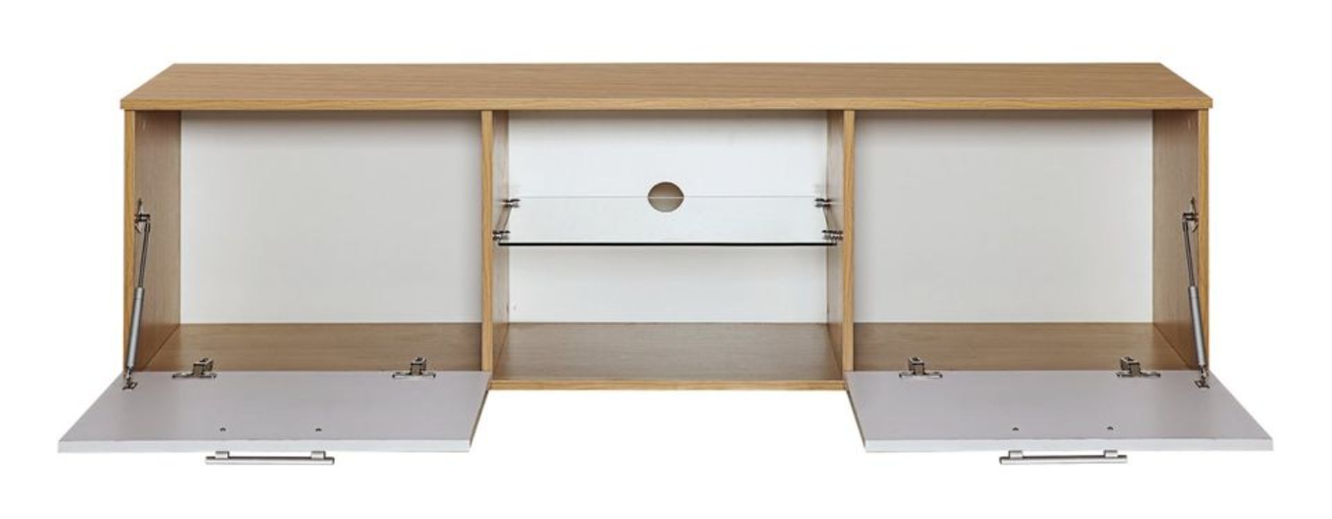 BRAND NEW 160CM WHITE ON OAK TV STAND (TV32) - Image 9 of 10