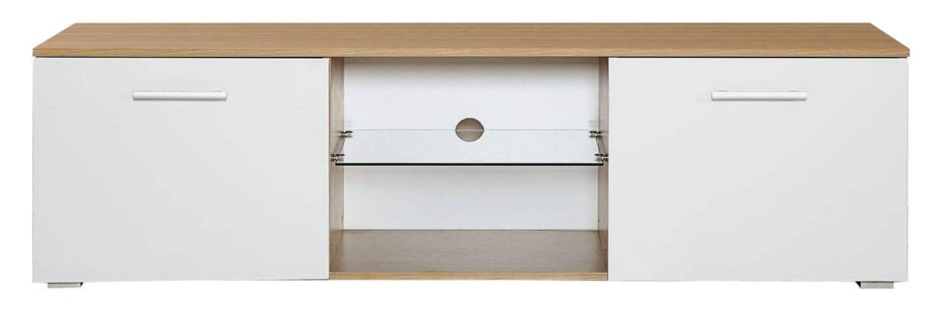 BRAND NEW 160CM WHITE ON OAK TV STAND (TV32) - Image 8 of 10