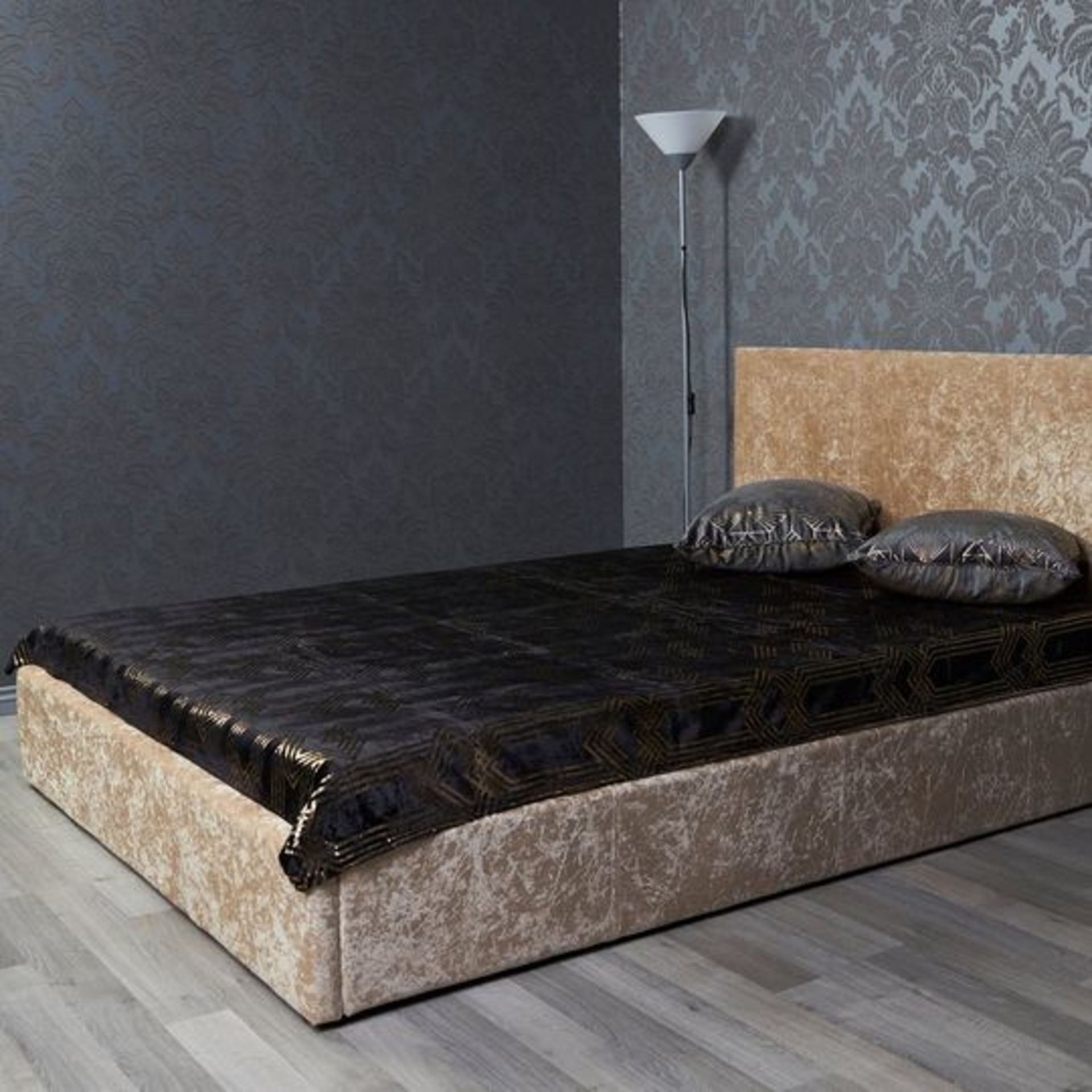 5FT KING SIZED MINK(GOLD) COLOURED VELVET OTTOMAN BED