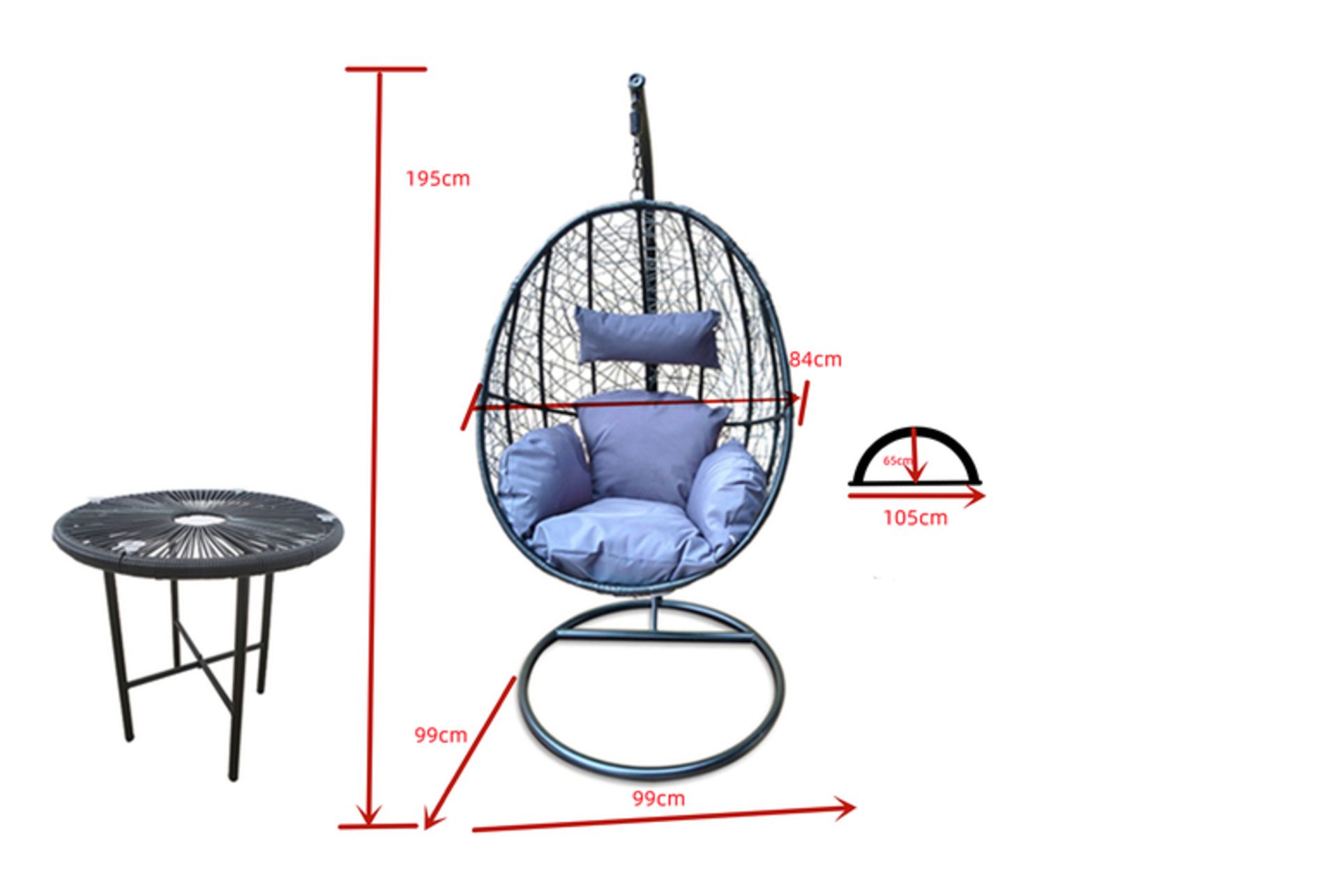 NEW RATTAN HANGING EGG CHAIR AND COFFEE TABLE - Image 3 of 3