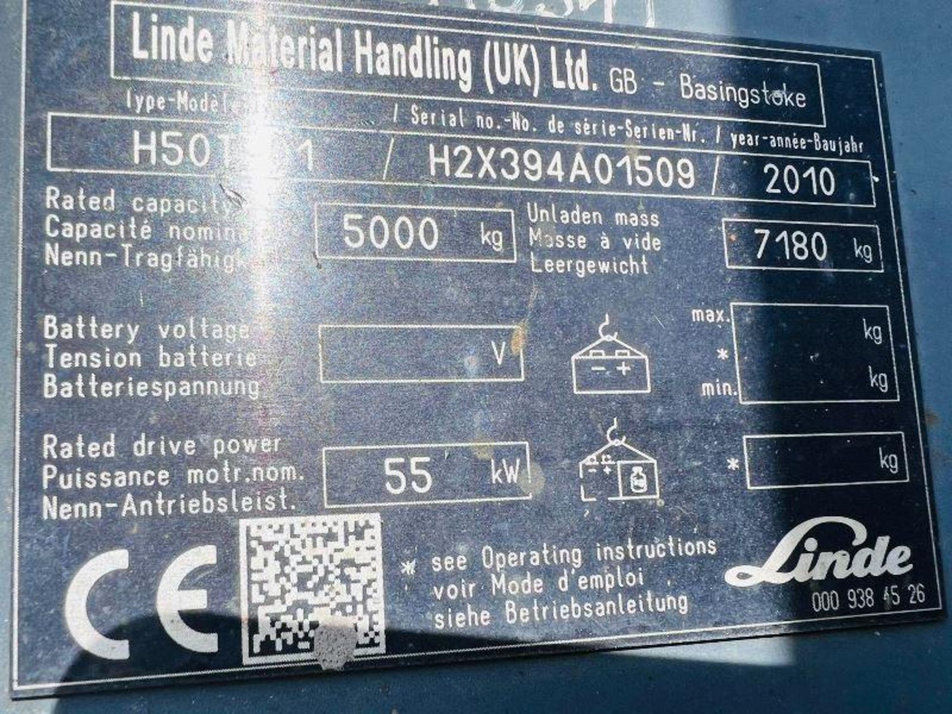 LINDE H50T HIGH CABIN FORKLIFT * YEAR 2010 * C/W PALLET TINES - Image 6 of 19