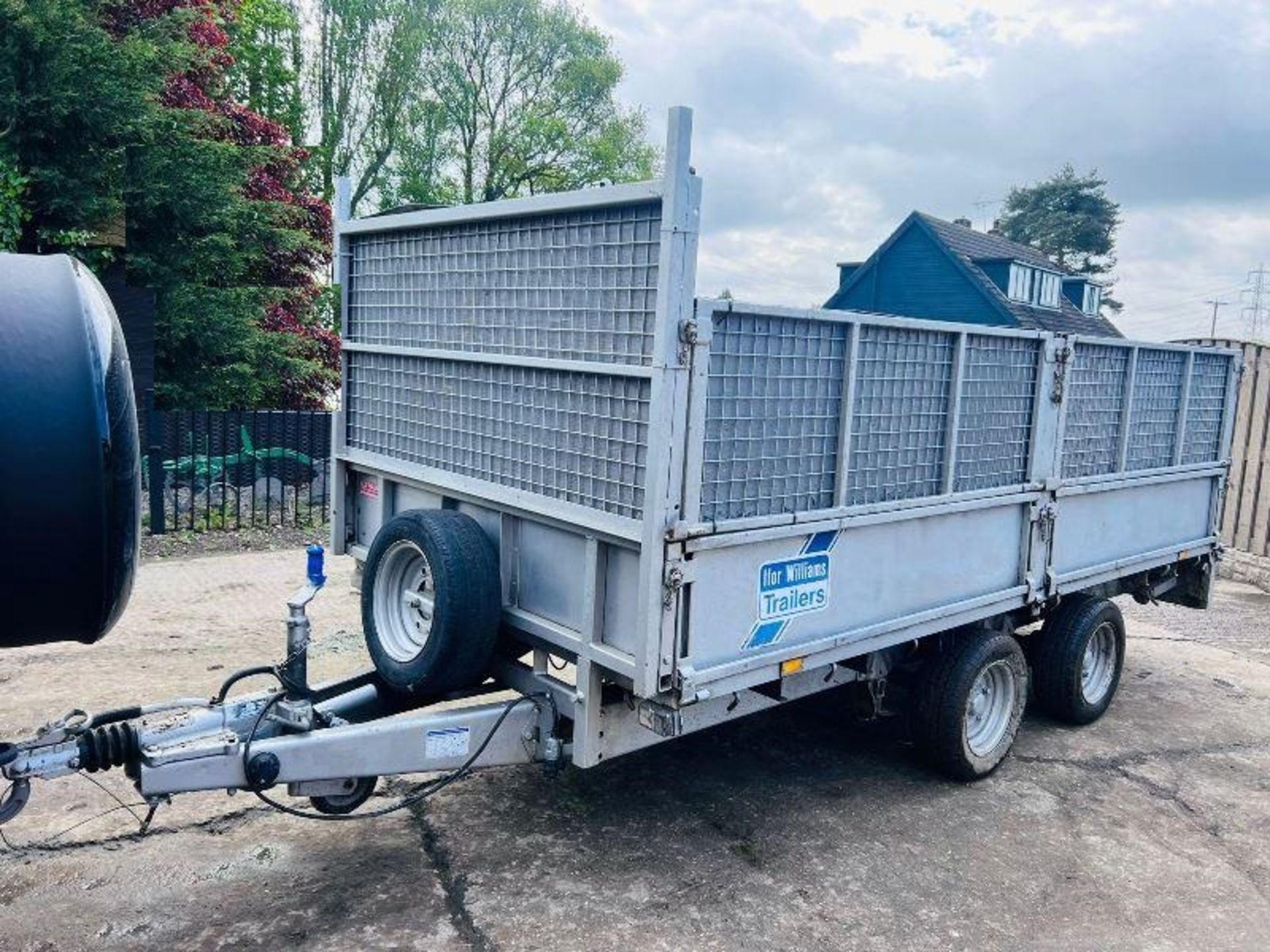 IFOR WILLIAMS LM125G DOUBLE AXLE DROP SIDE TRAILER C/W HIGH SIDED CAGE SIDES